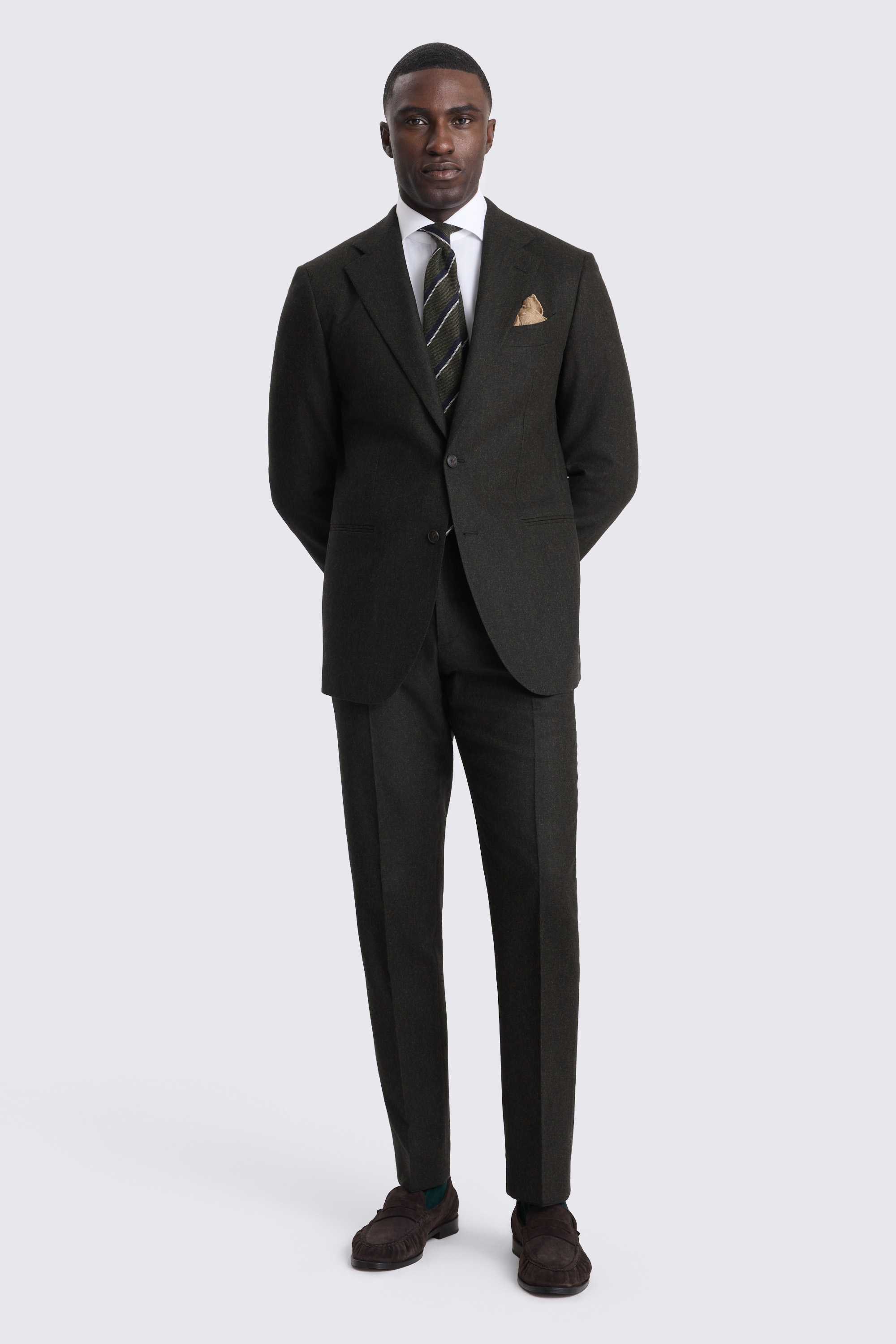 Tailored Fit Green Flannel Suit Jacket