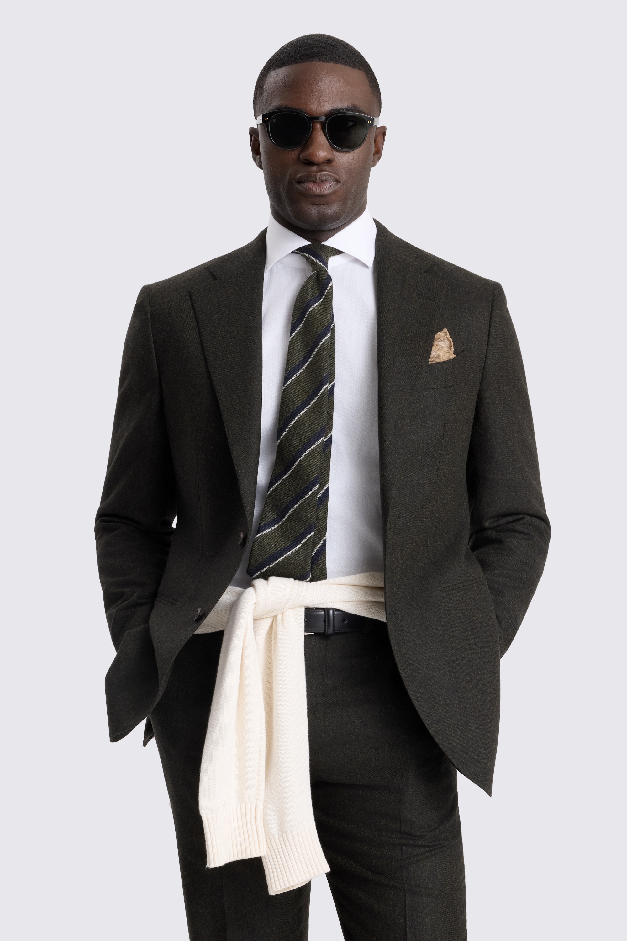 Tailored Fit Green Flannel Suit Jacket