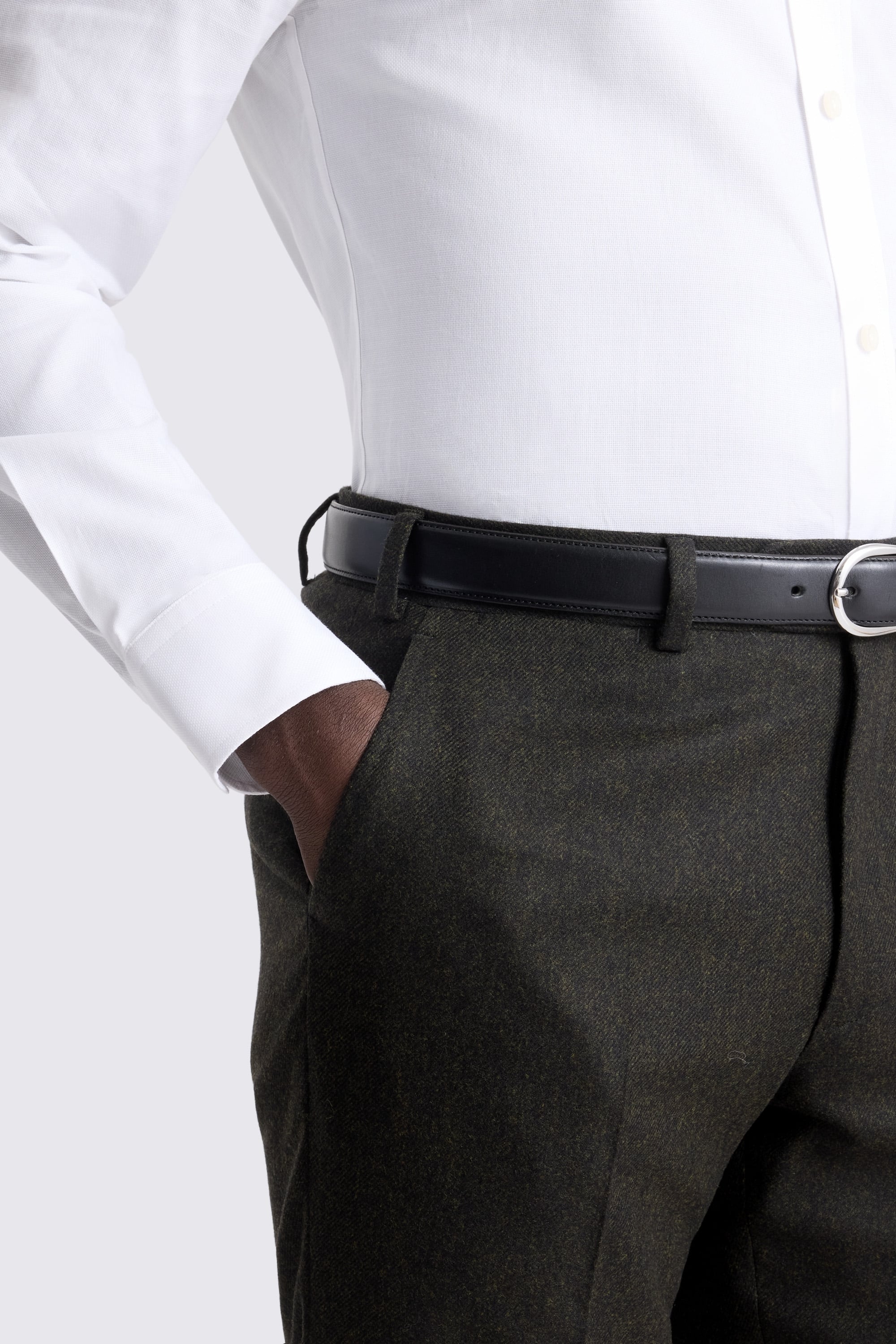 Tailored Fit Green Flannel Trouser