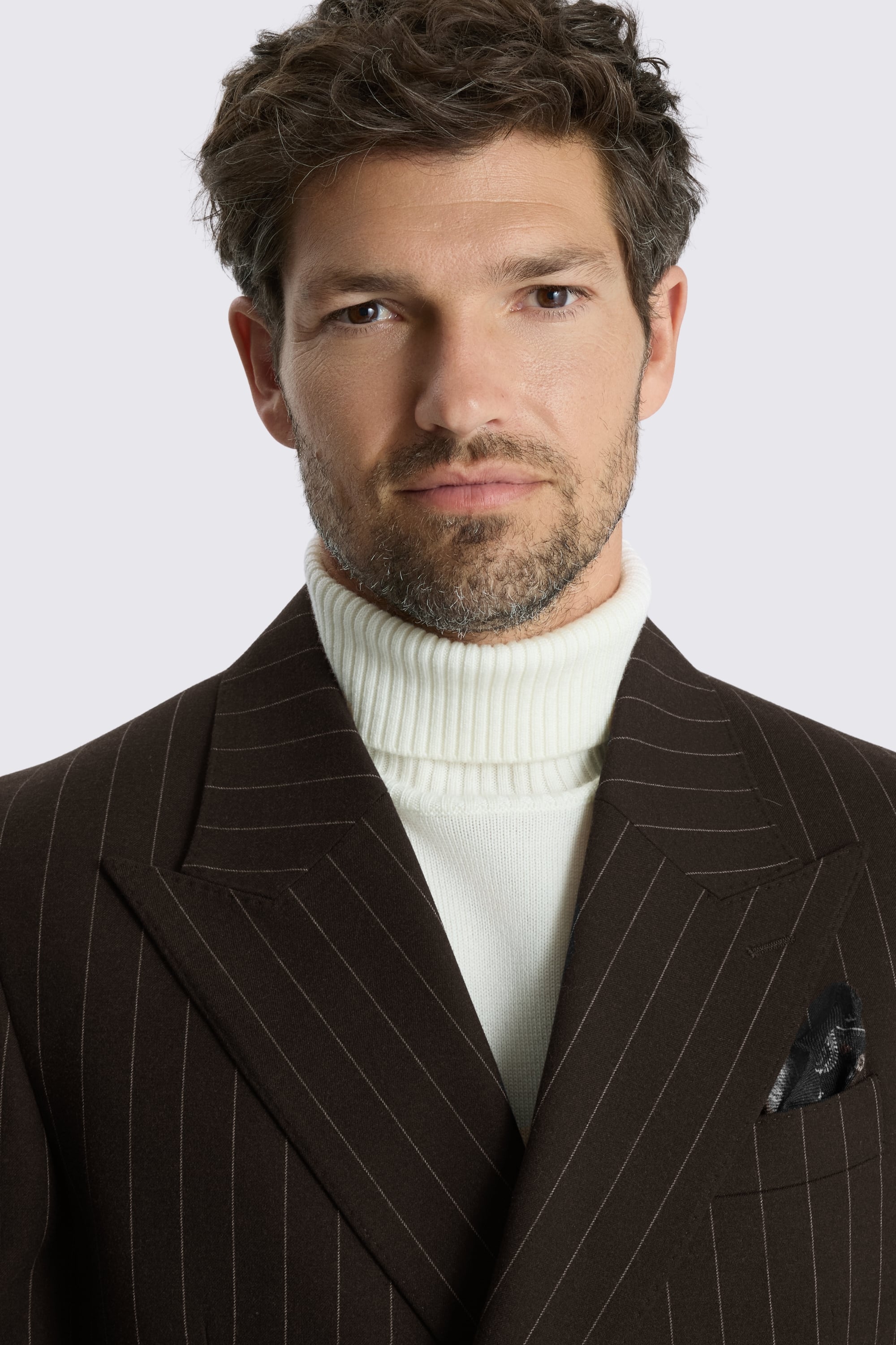 Relaxed Fit Brown Stripe Suit Jacket