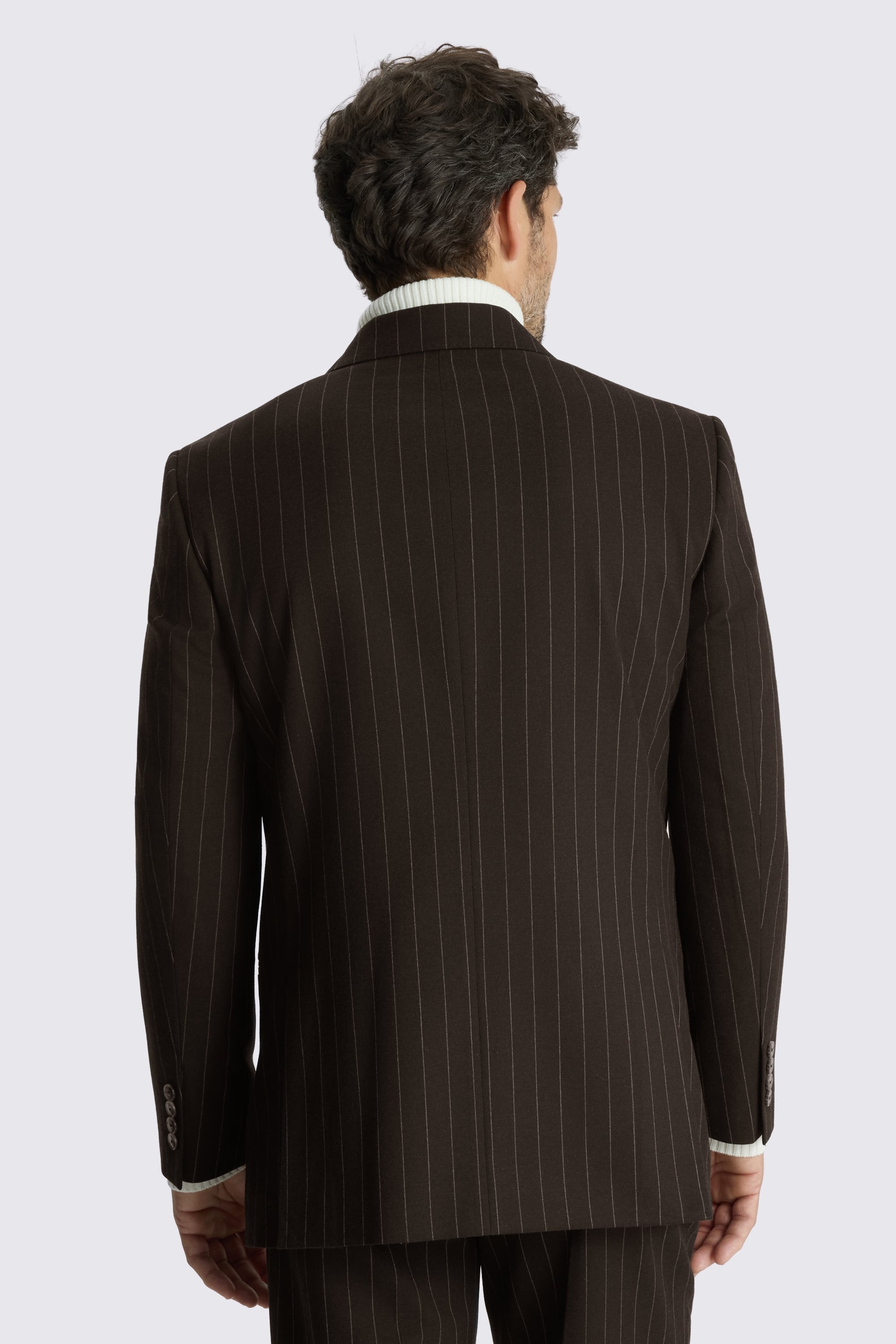 Relaxed Fit Brown Stripe Suit Jacket