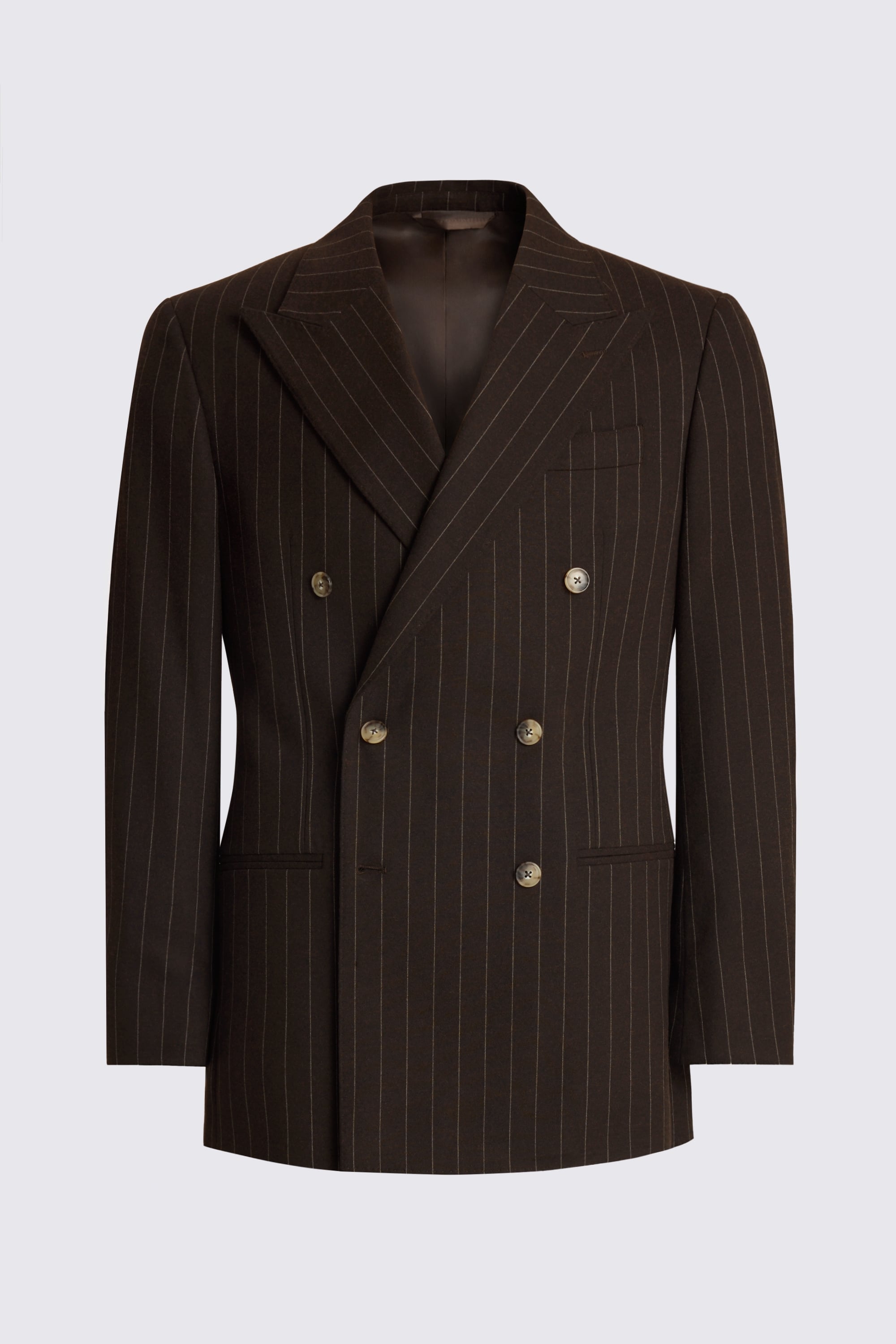 Relaxed Fit Brown Stripe Suit Jacket