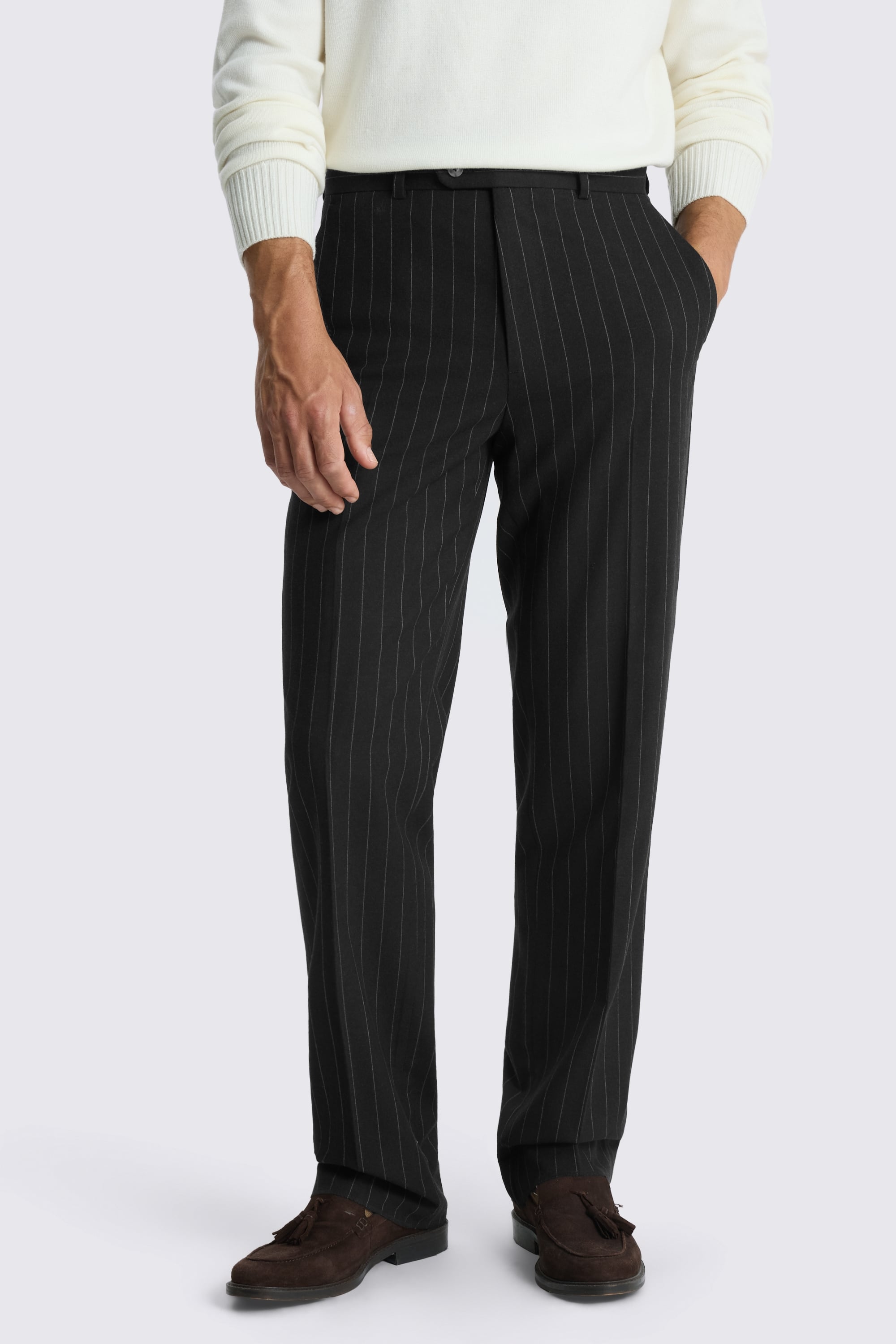 Relaxed Fit Brown Stripe Trousers