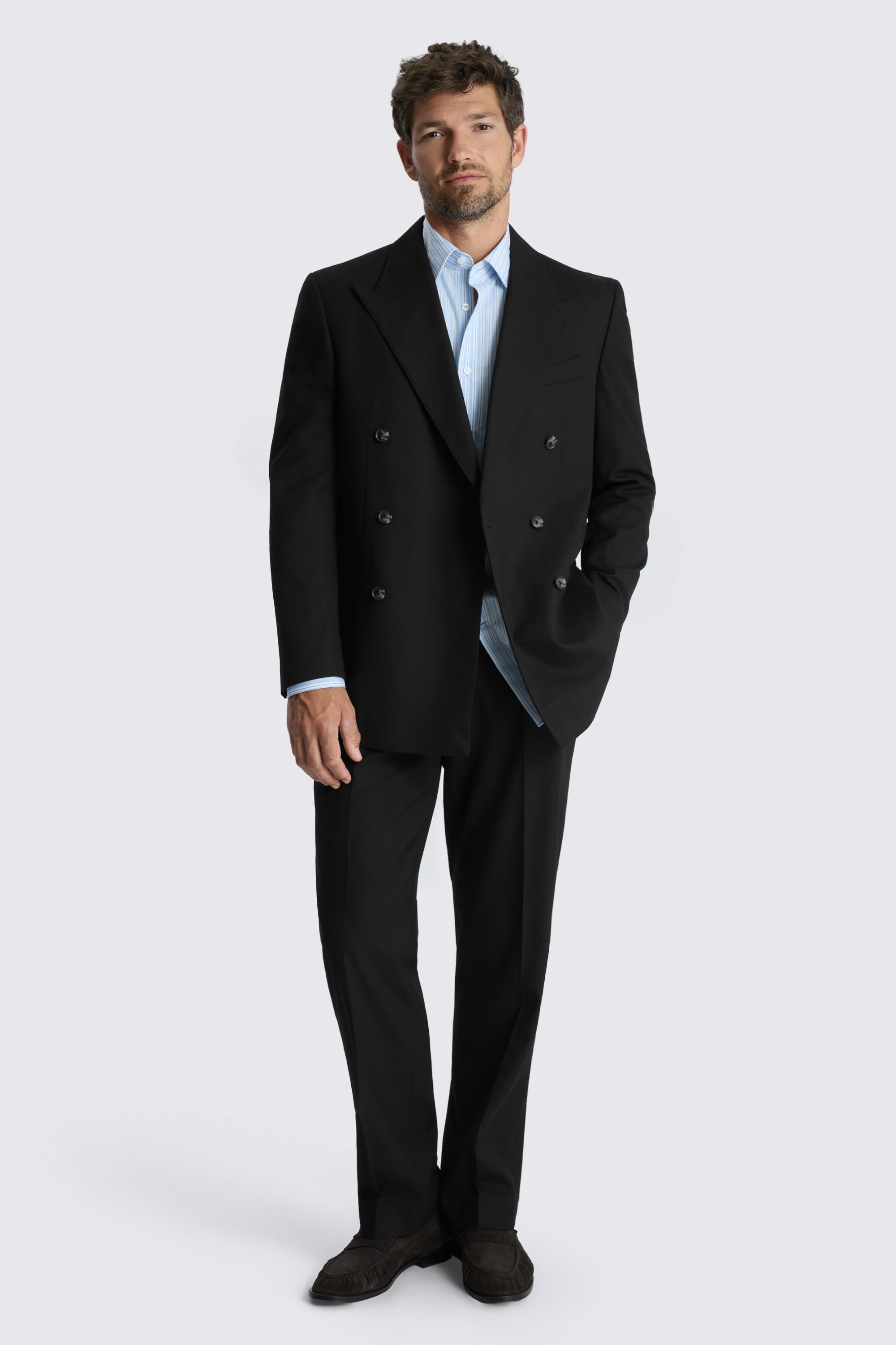 Relaxed Fit Black Flannel Suit