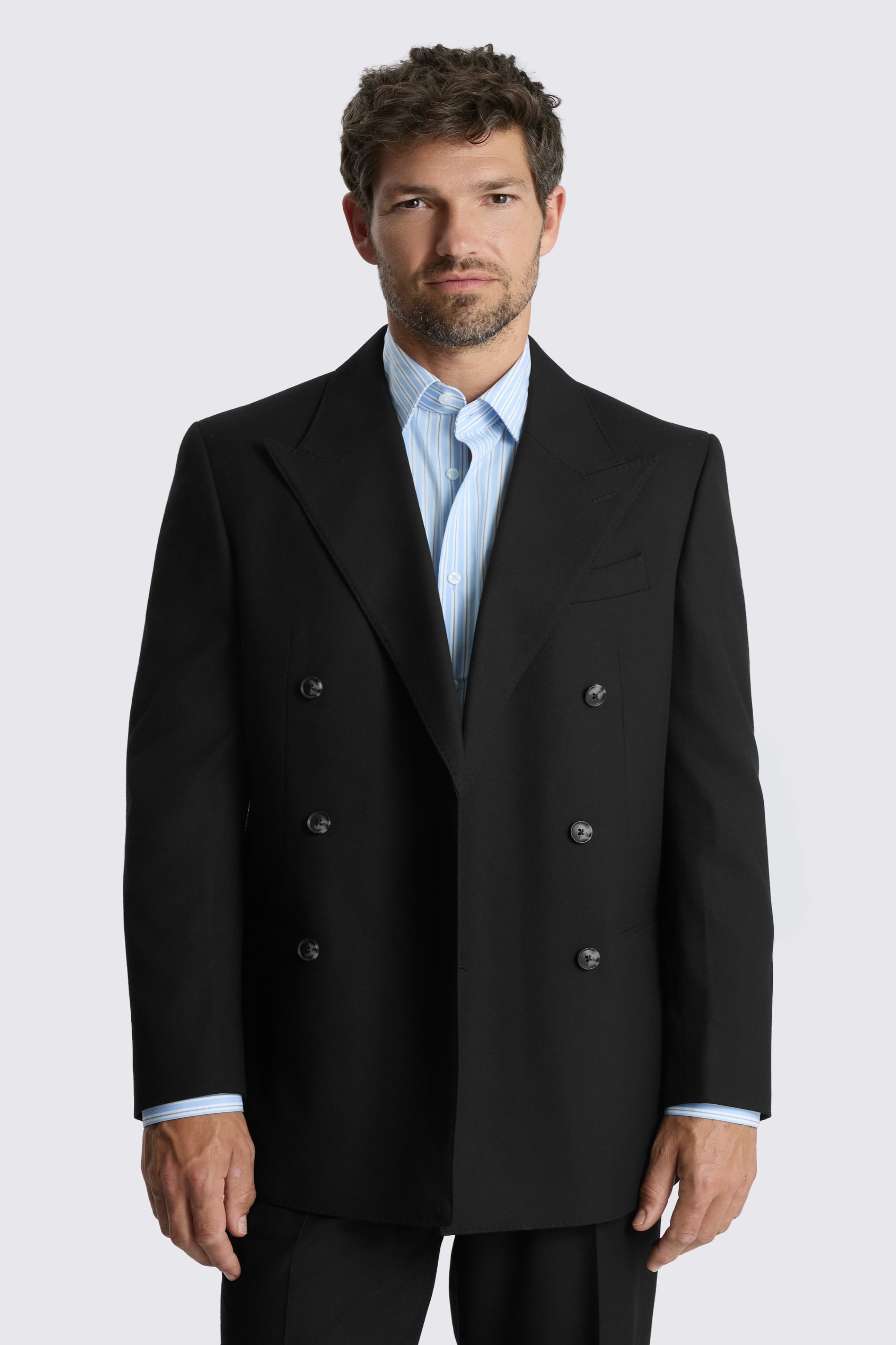Relaxed Fit Black Flannel Suit