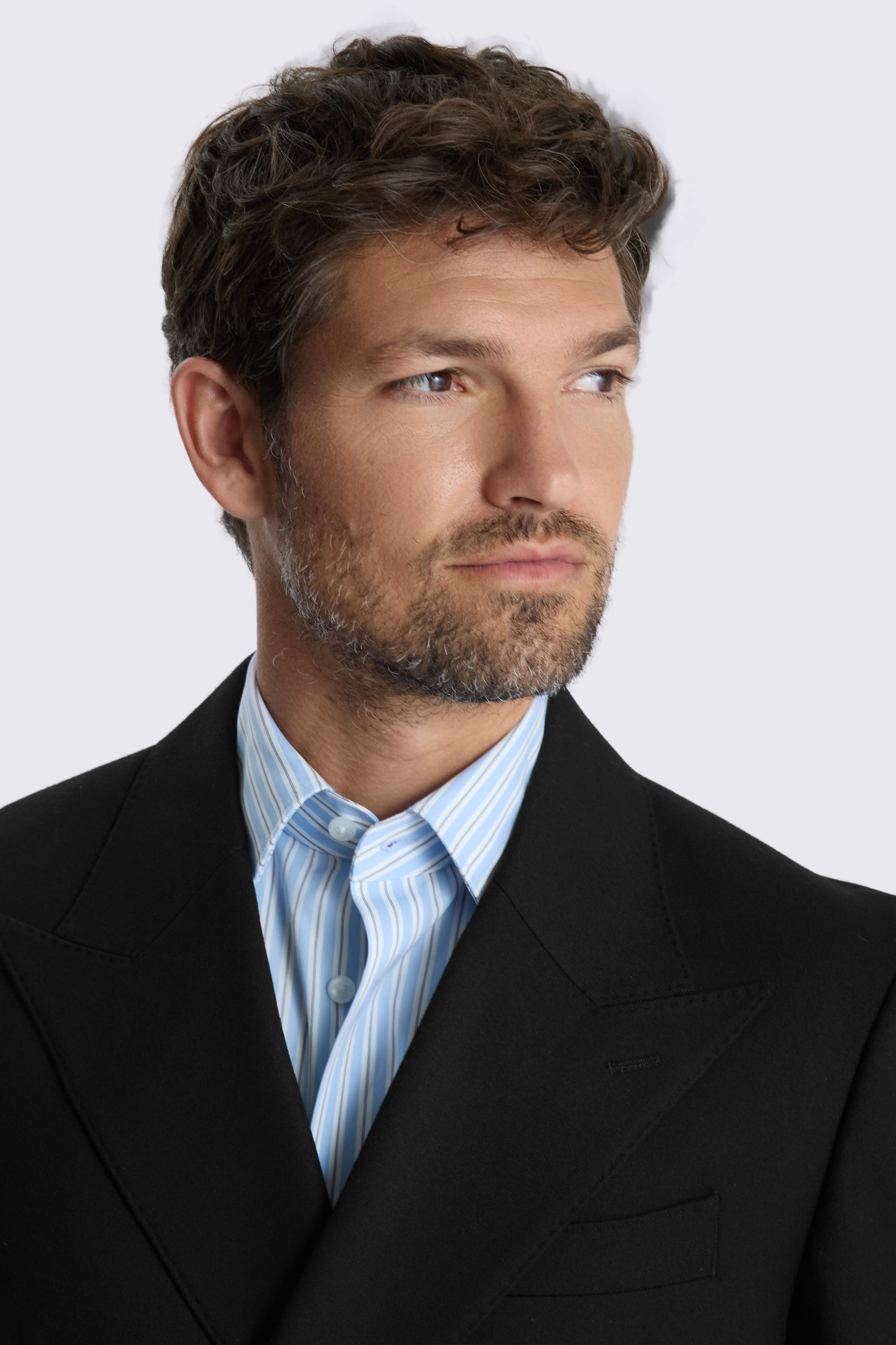 Relaxed Fit Black Flannel Suit