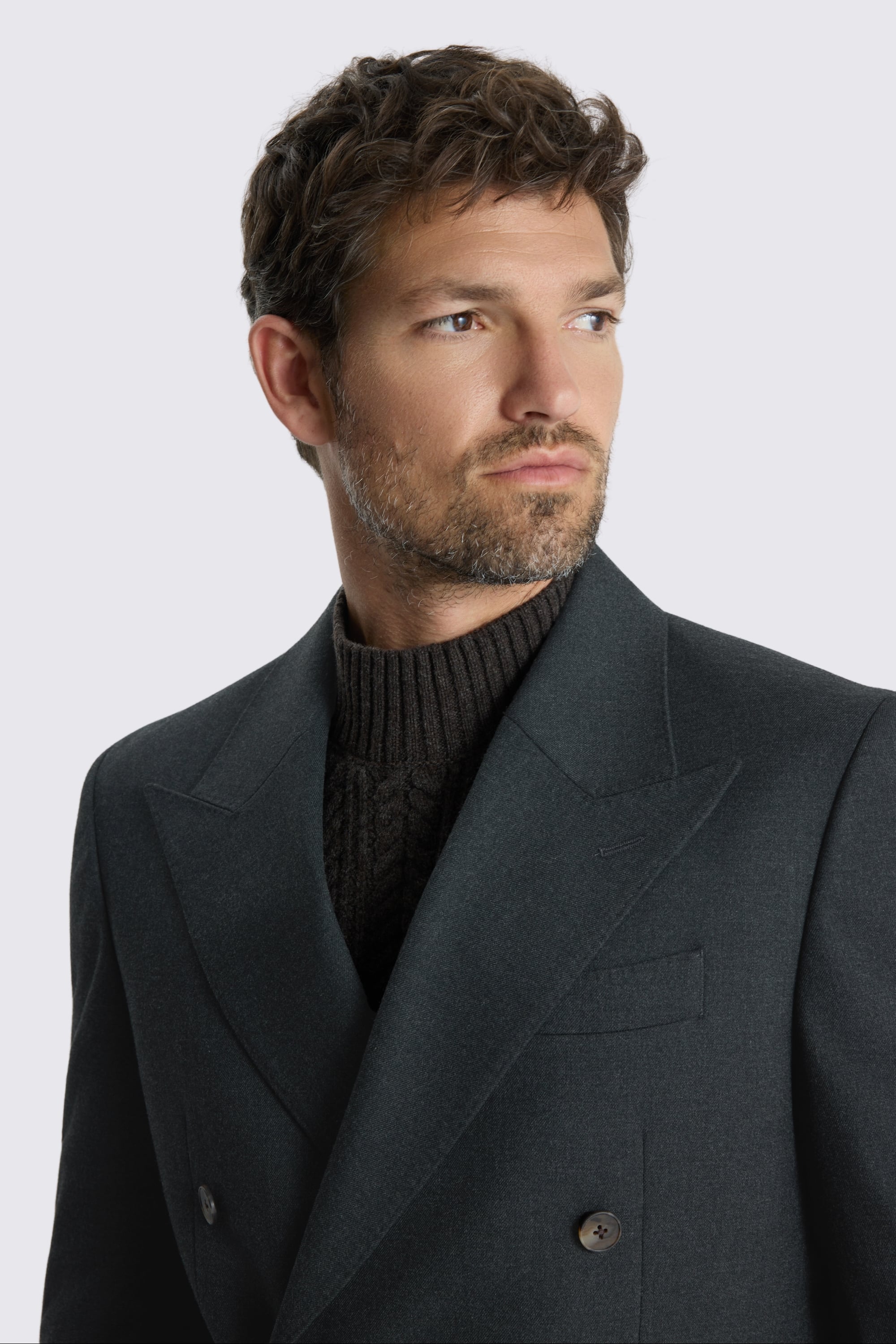 Relaxed Fit Charcoal Flannel Suit Jacket