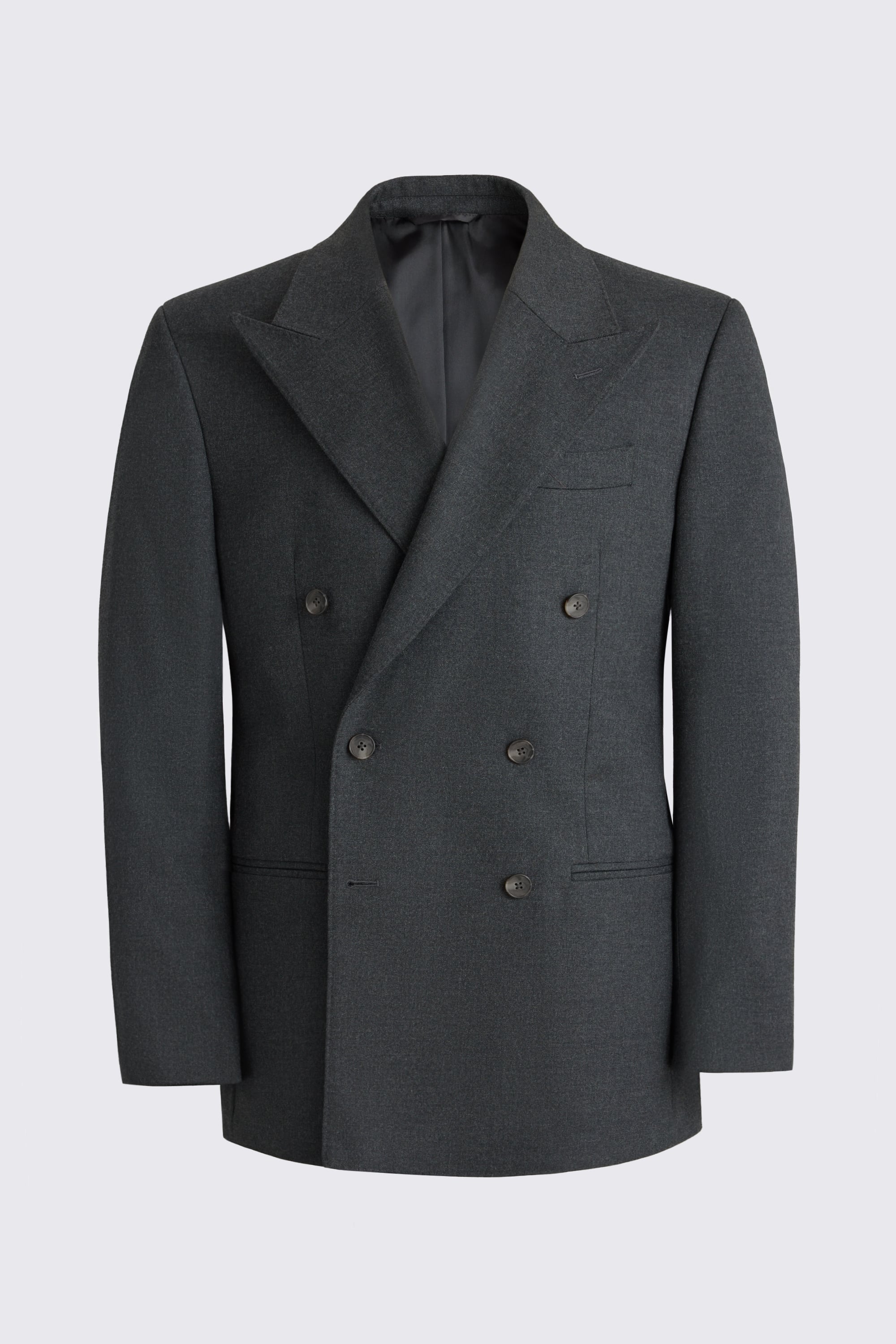 Relaxed Fit Charcoal Flannel Suit