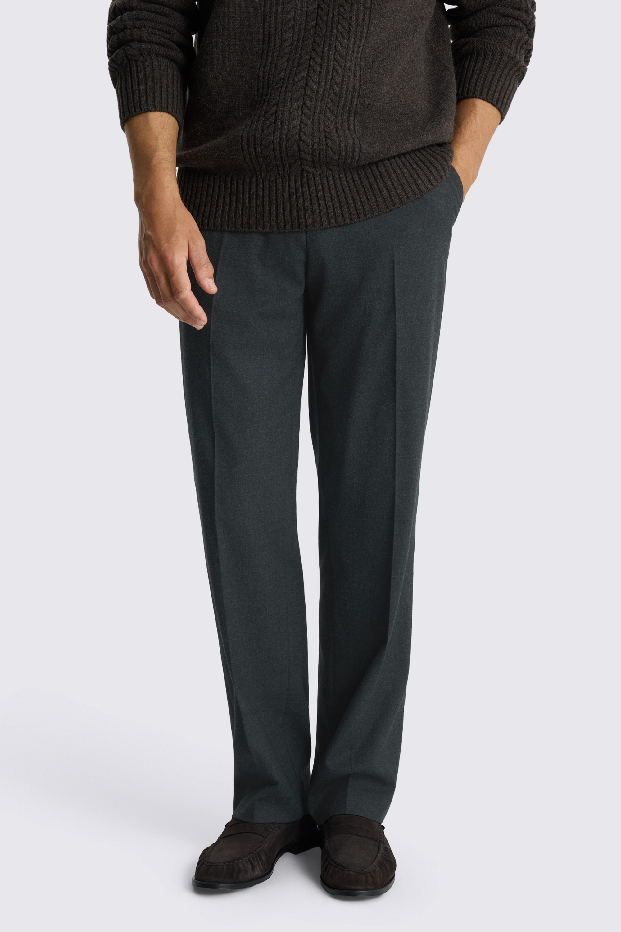 Relaxed Fit Charcoal Flannel Trousers
