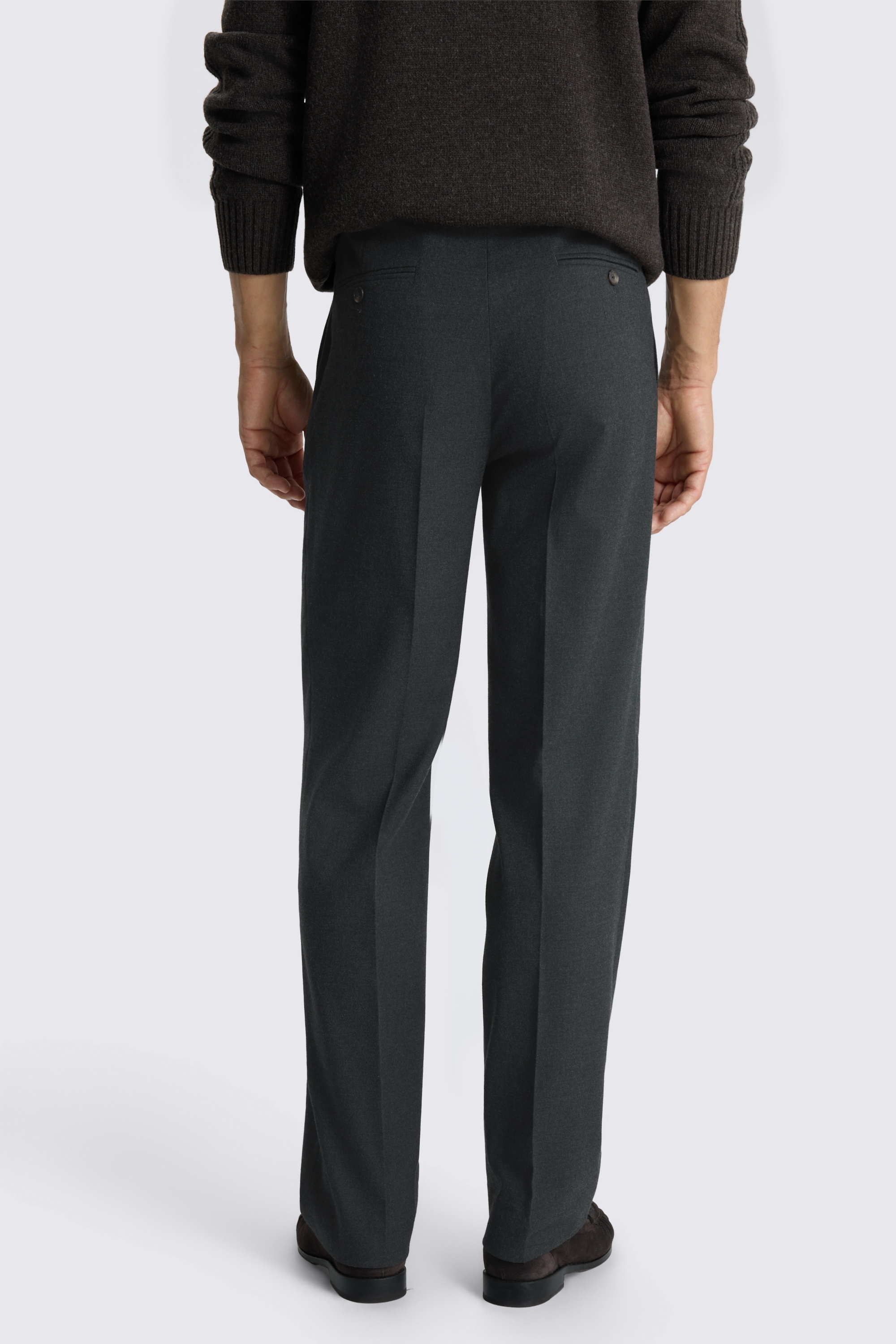 Relaxed Fit Charcoal Flannel Trousers