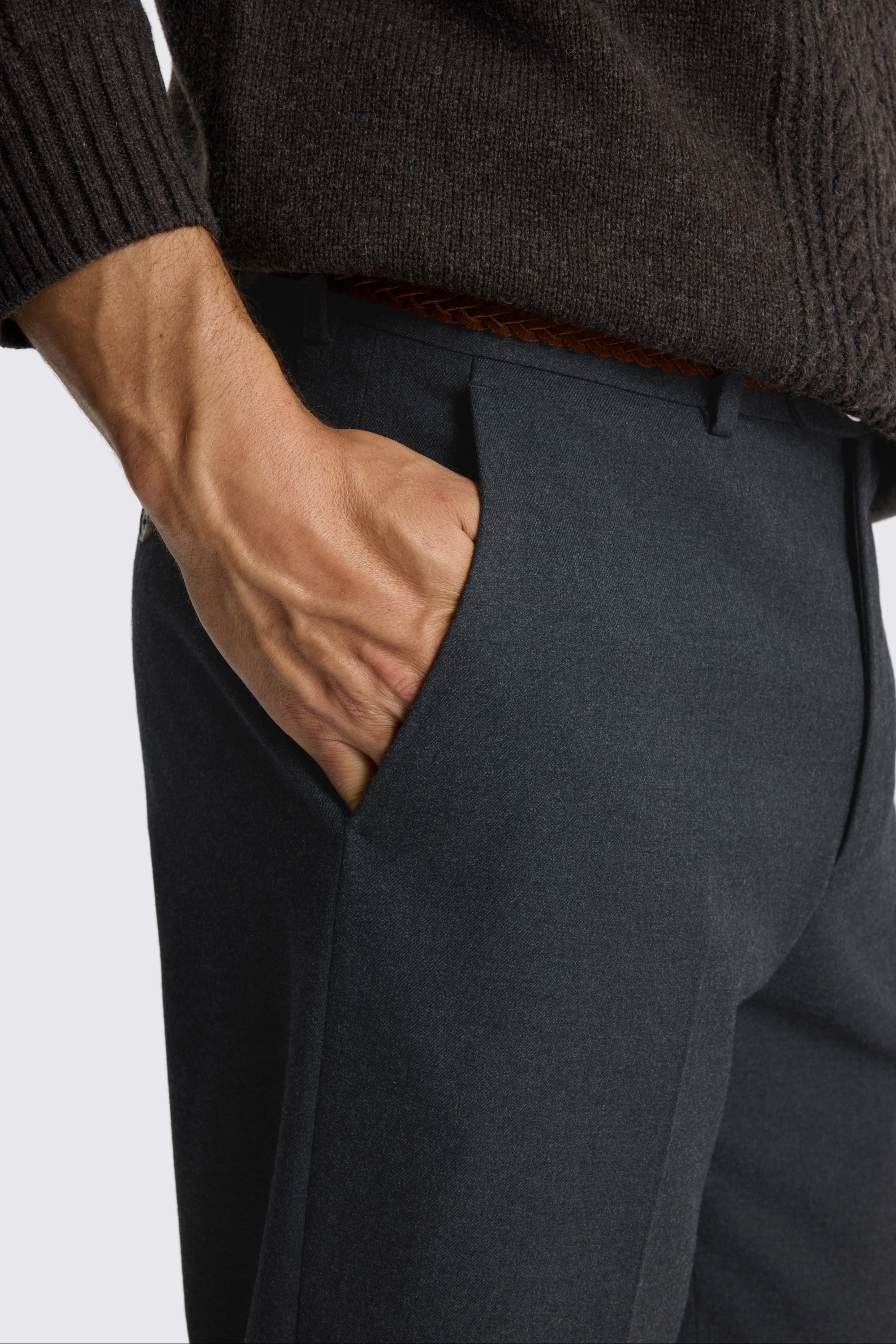Relaxed Fit Charcoal Flannel Trousers