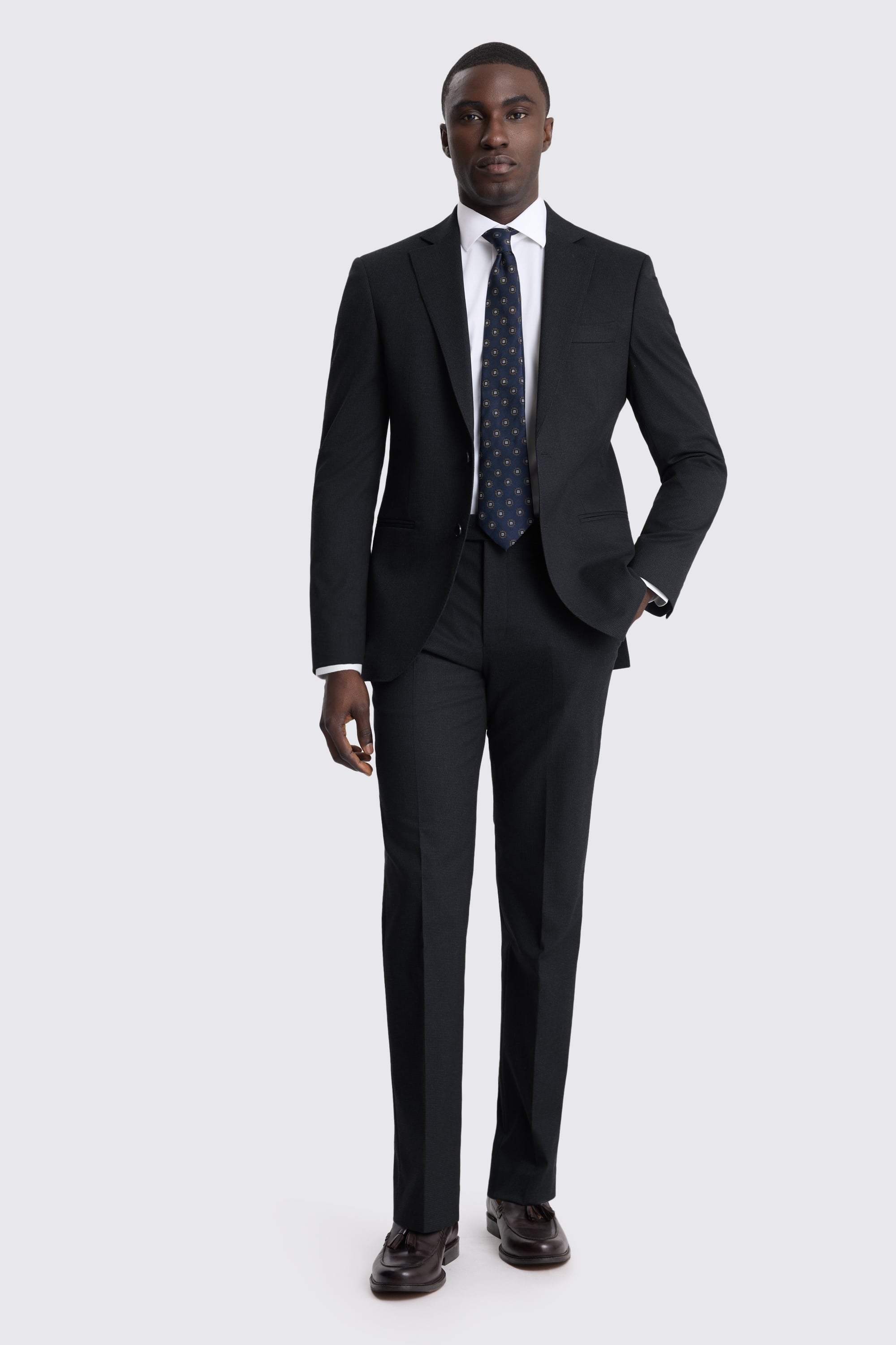 Tailored Fit Navy Puppytooth Suit Jacket