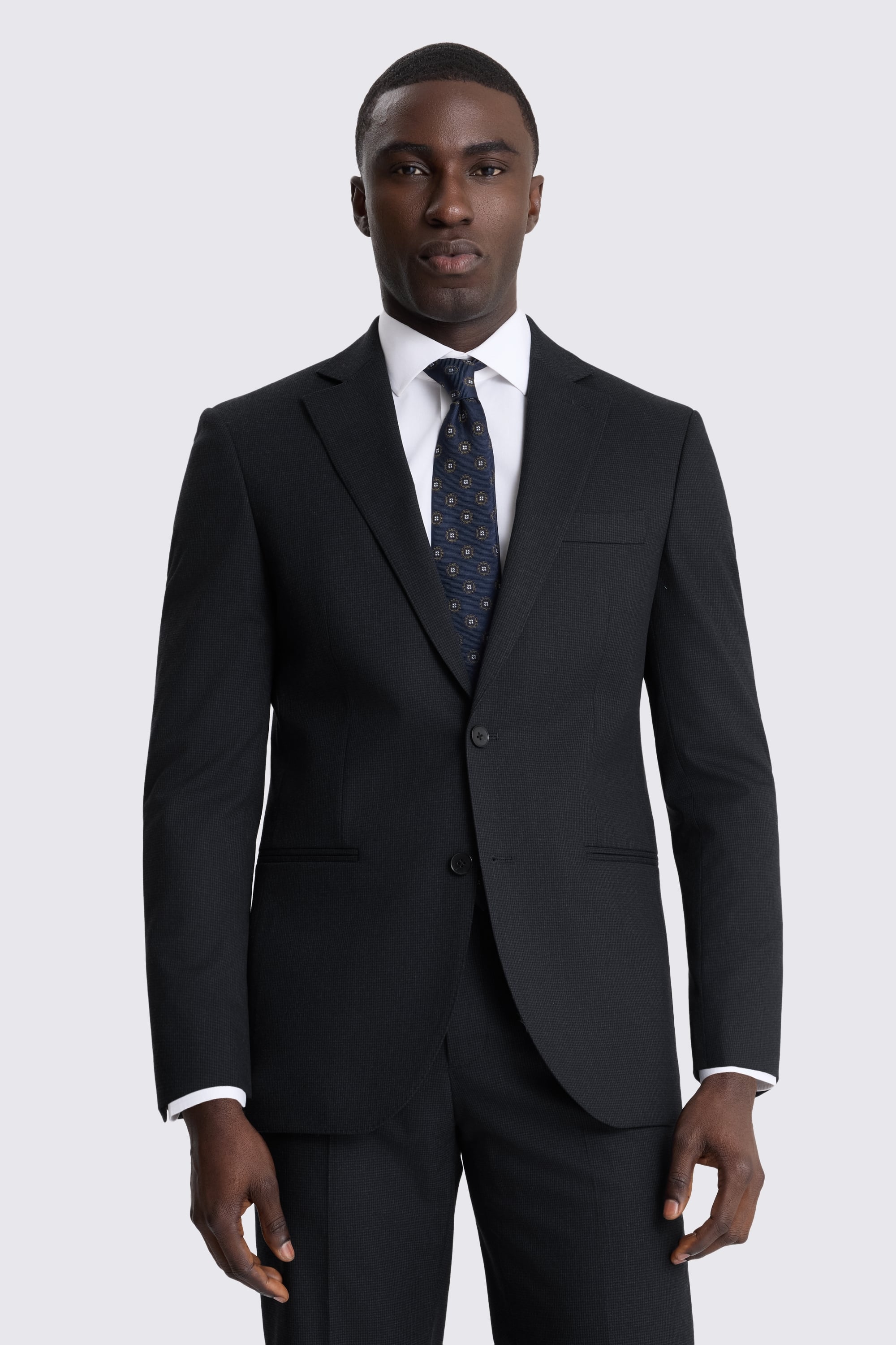 Tailored Fit Navy Puppytooth Suit Jacket