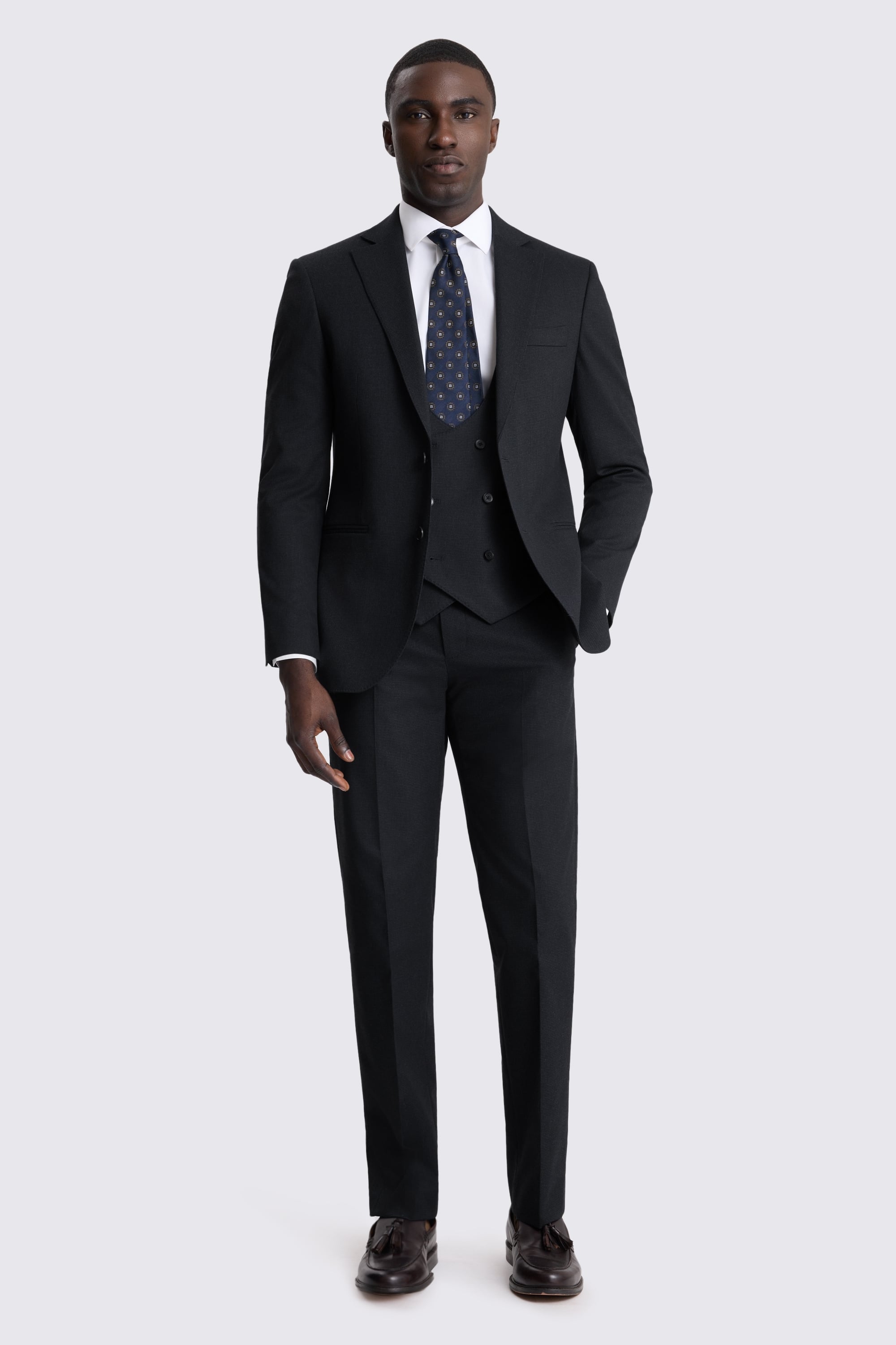 Tailored Fit Navy Puppytooth Suit Jacket