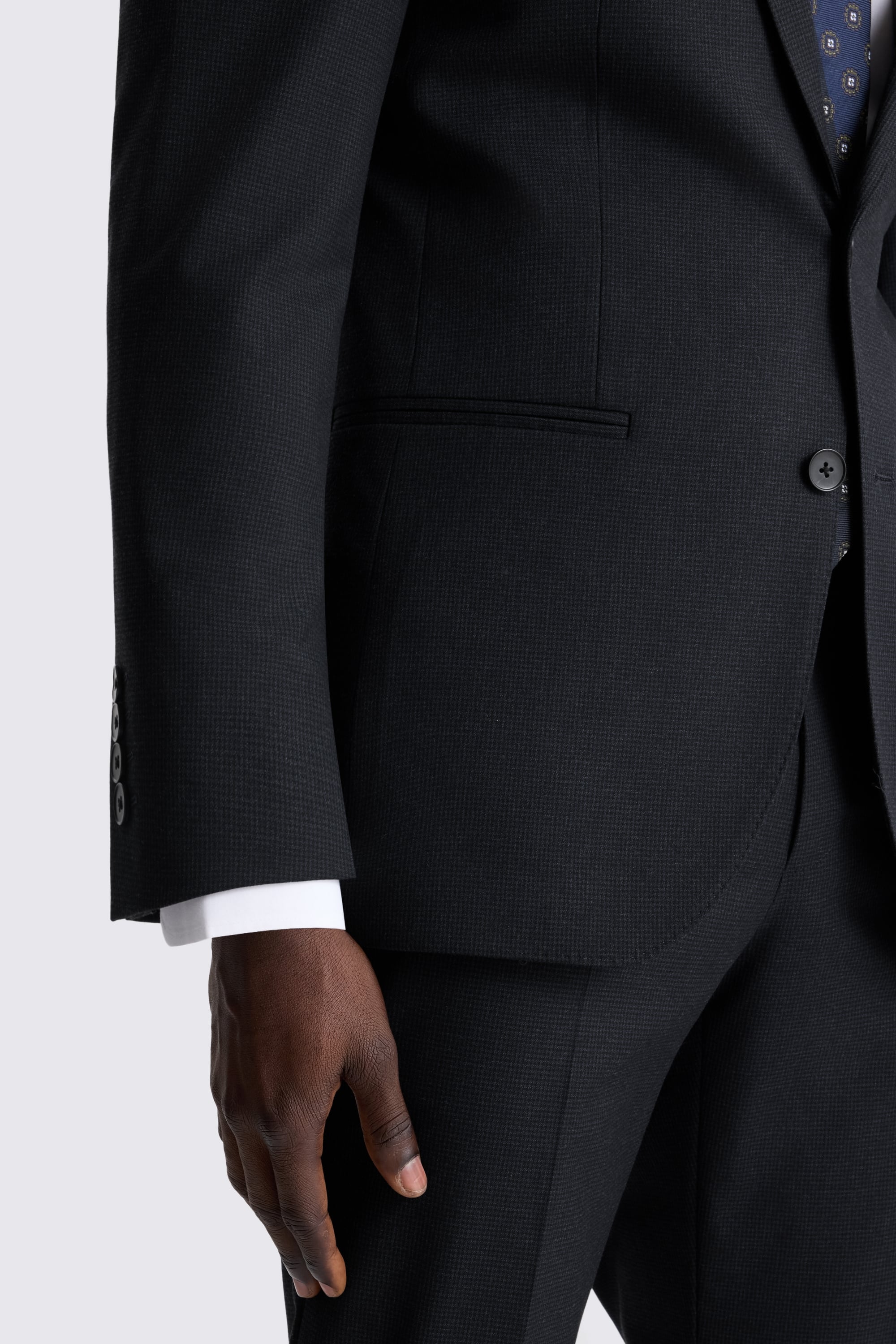 Tailored Fit Navy Puppytooth Suit Jacket