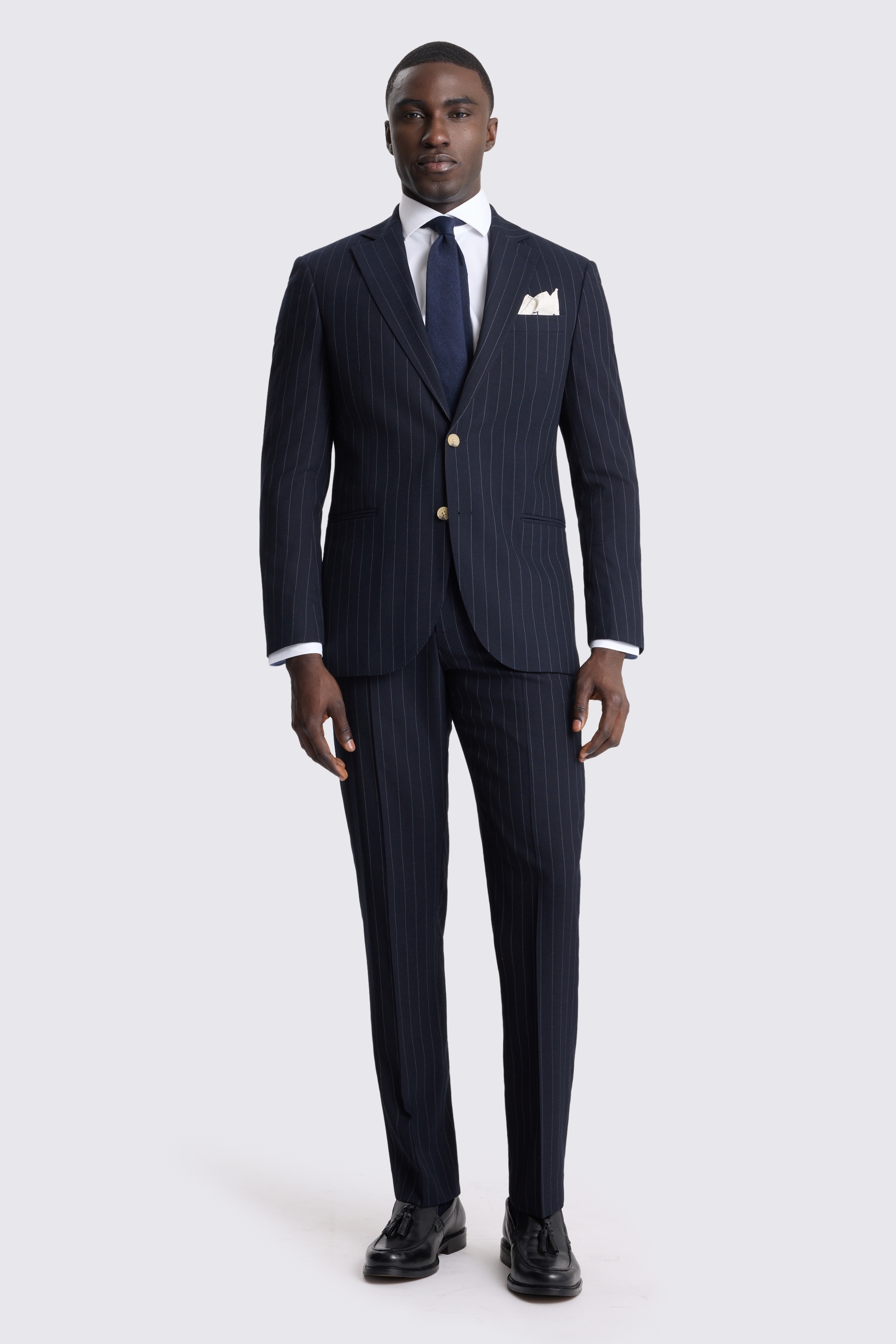 Tailored Fit Navy Stripe Suit Jacket