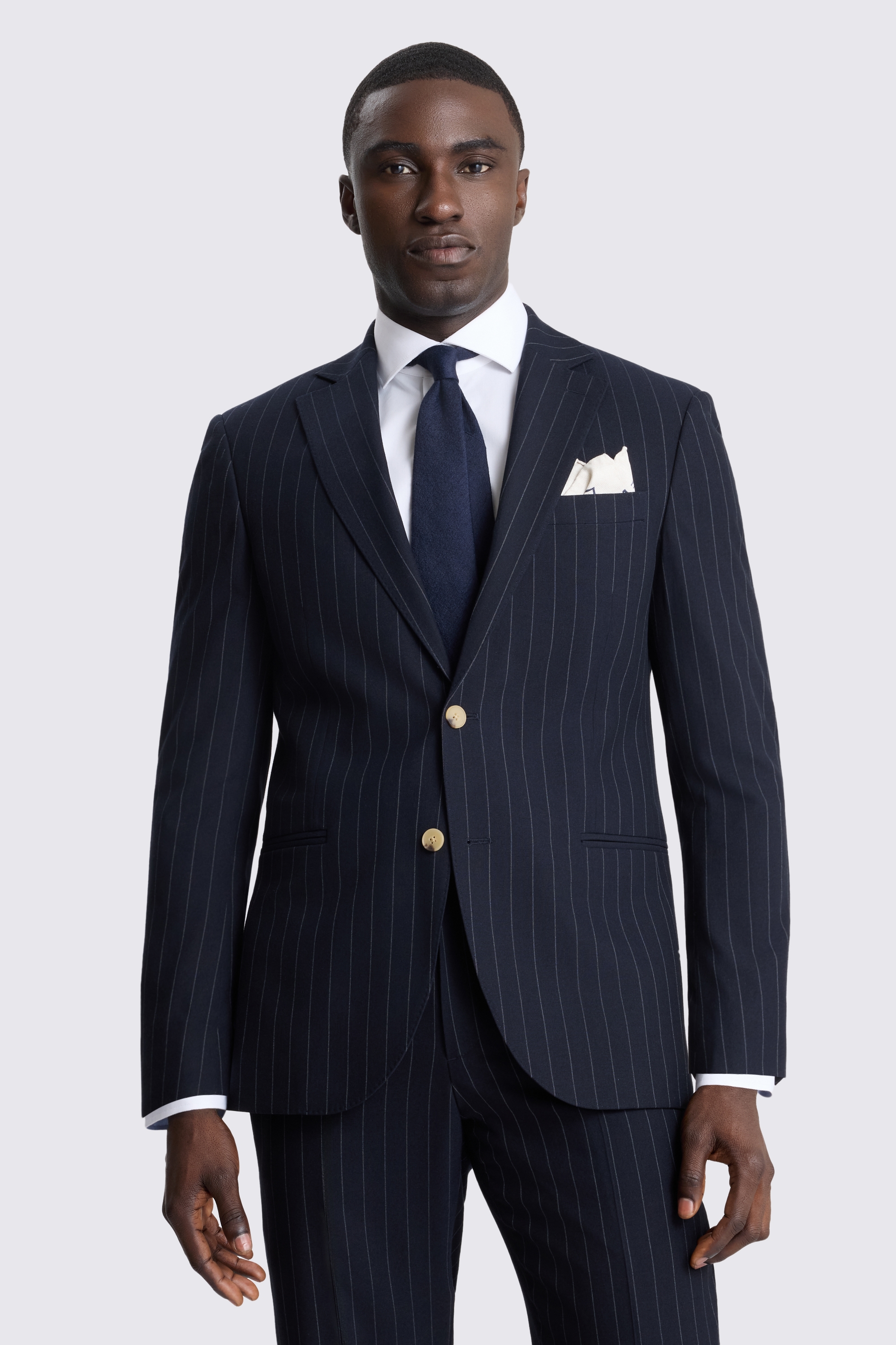 Tailored Fit Navy Stripe Suit Jacket