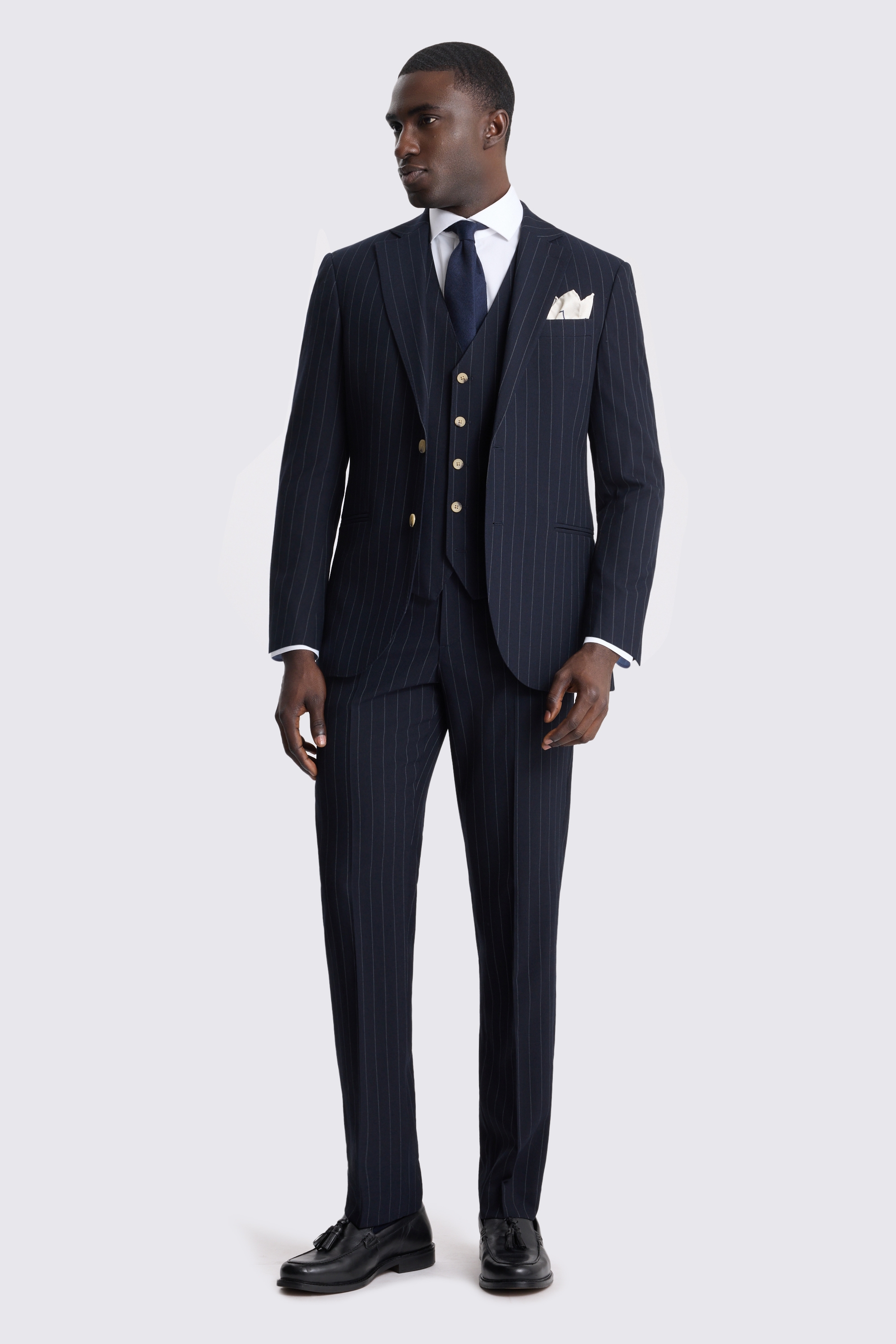 Tailored Fit Navy Stripe Suit Jacket