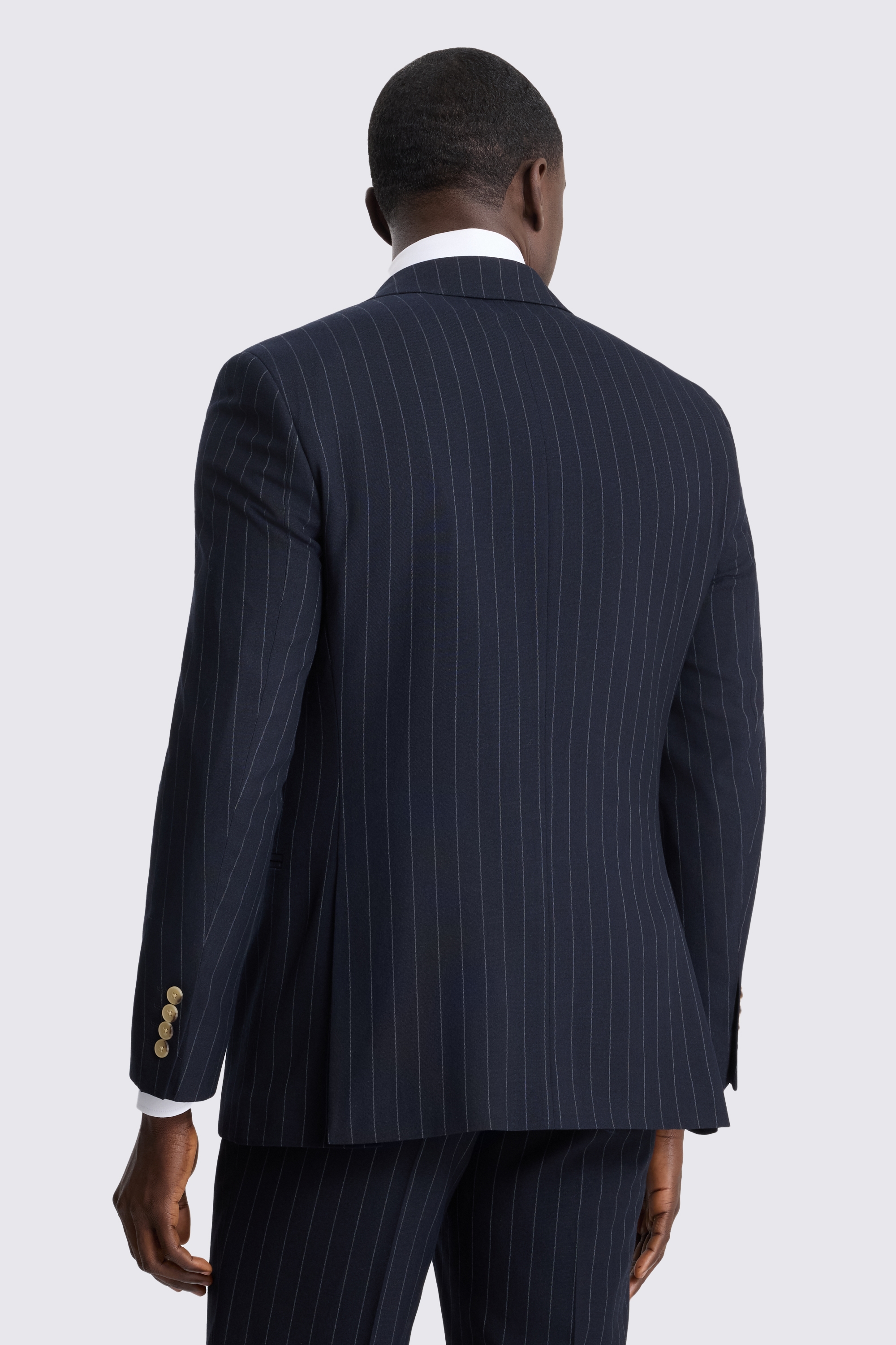 Tailored Fit Navy Stripe Suit Jacket