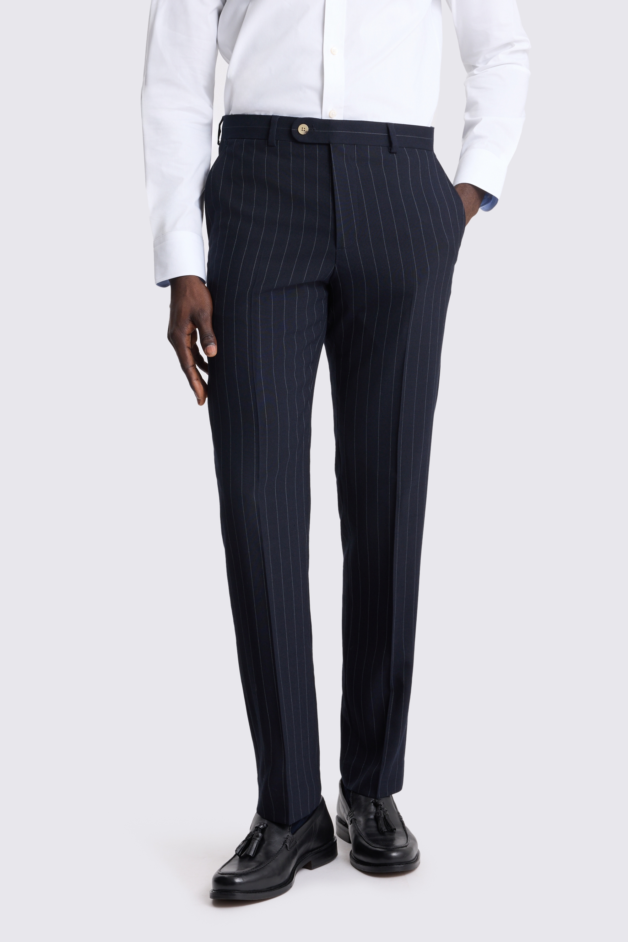 Tailored Fit Navy Stripe Suit Jacket
