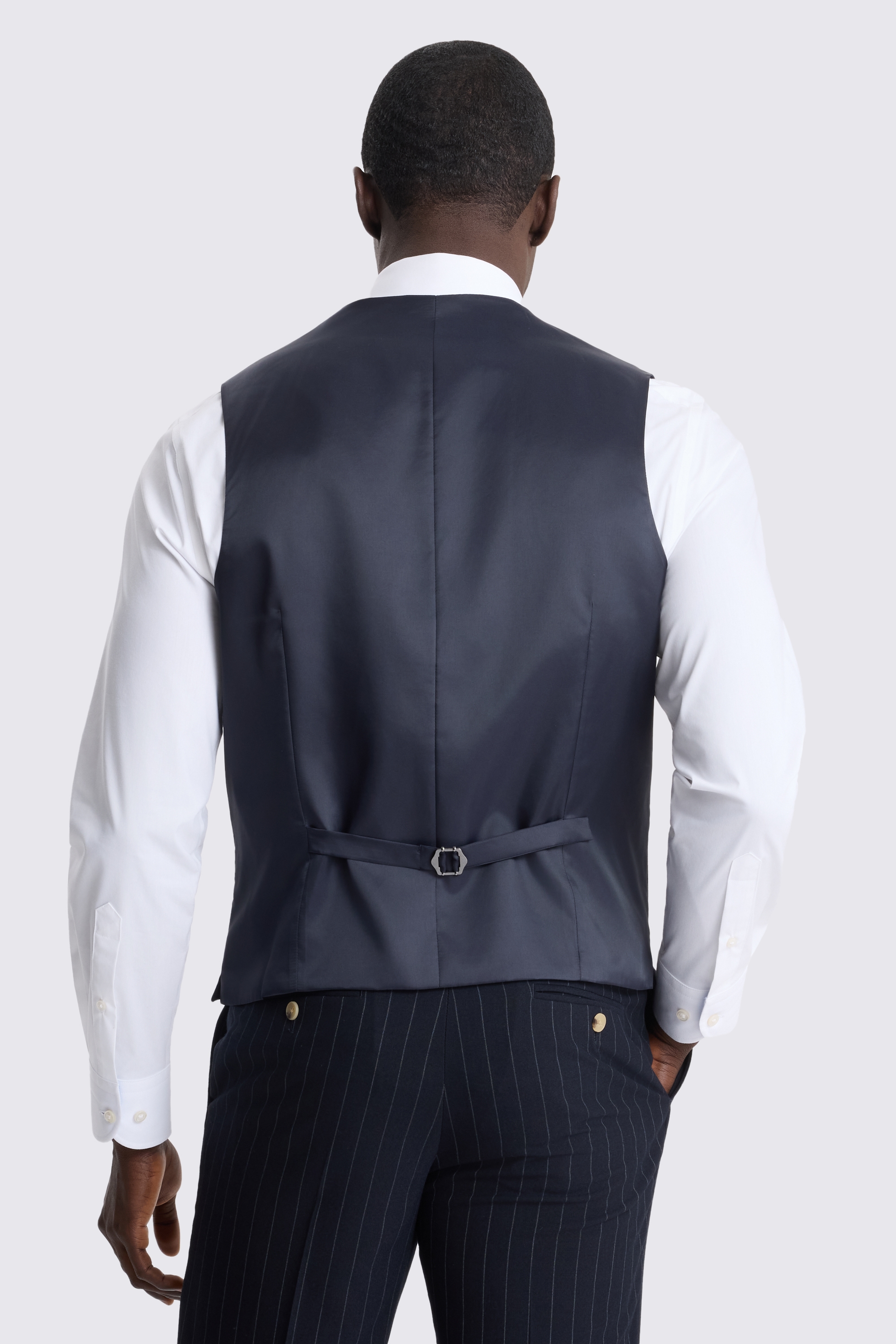 Tailored Fit Navy Stripe Waistcoat 
