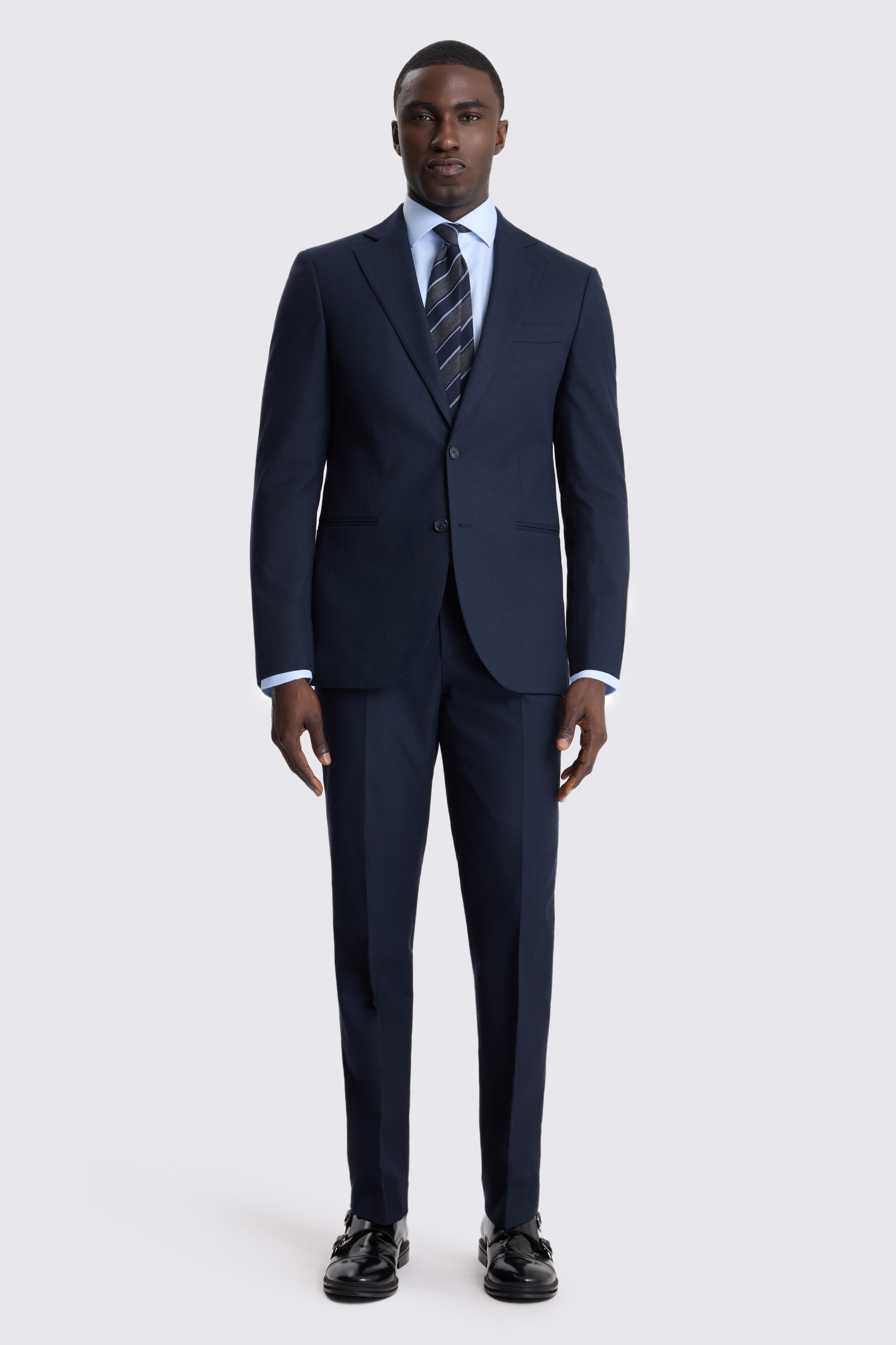 Tailored Fit Navy Flannel Suit