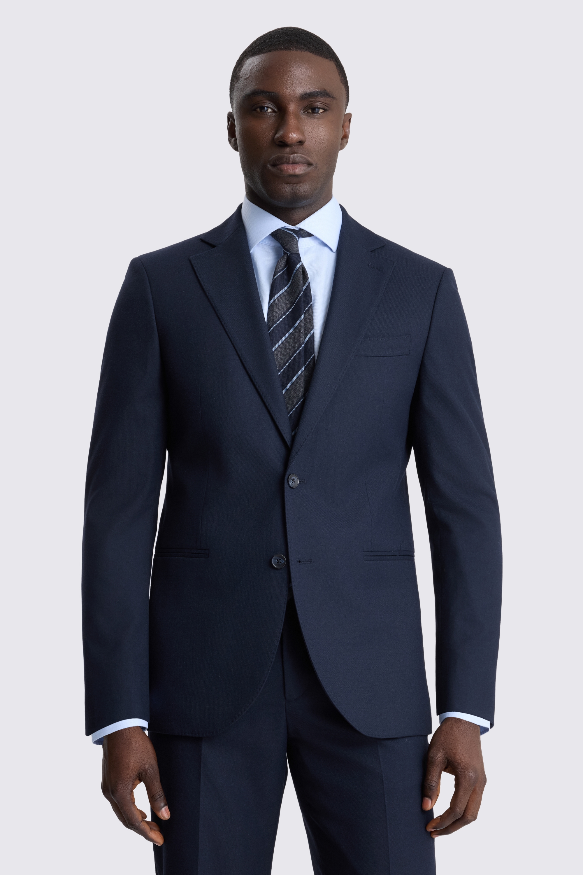 Tailored Fit Navy Flannel Suit