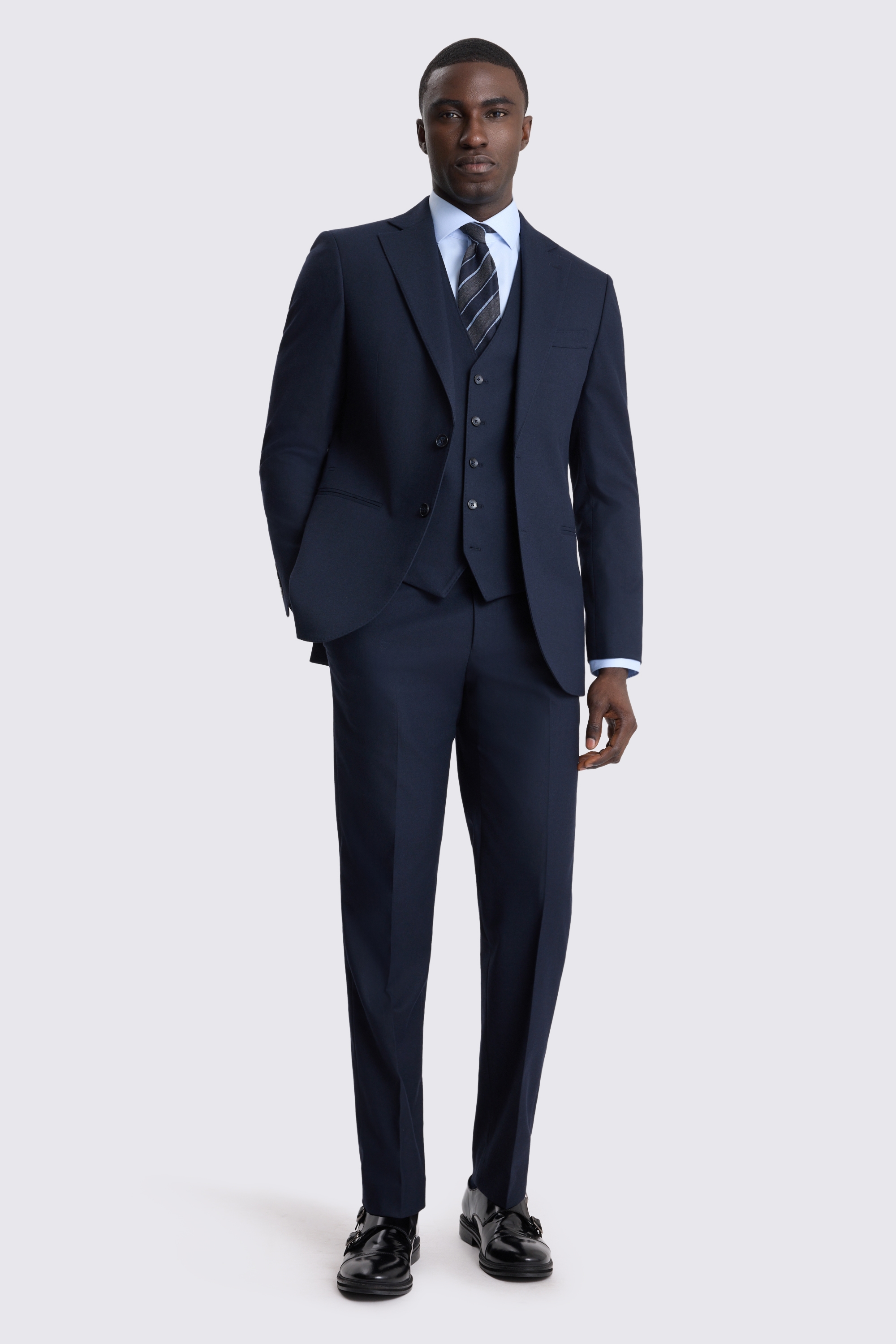 Tailored Fit Navy Flannel Suit
