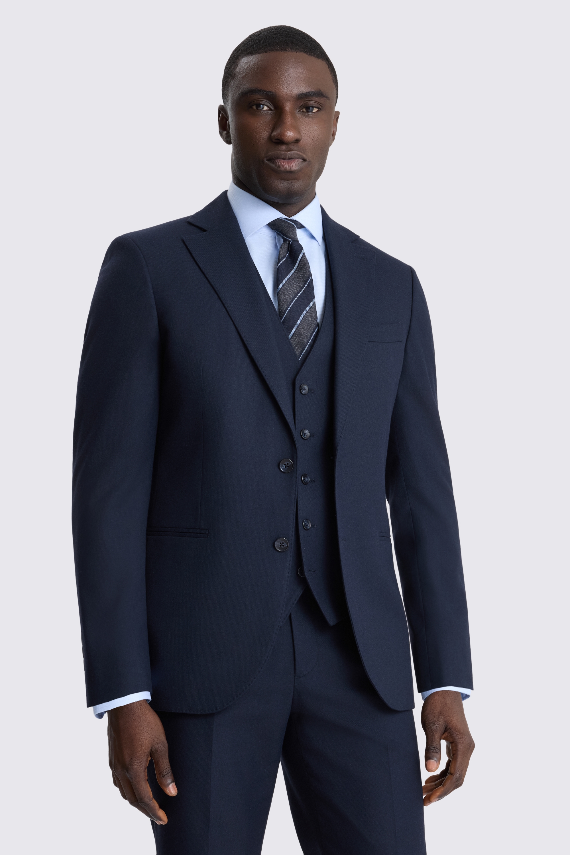 Tailored Fit Navy Flannel Suit