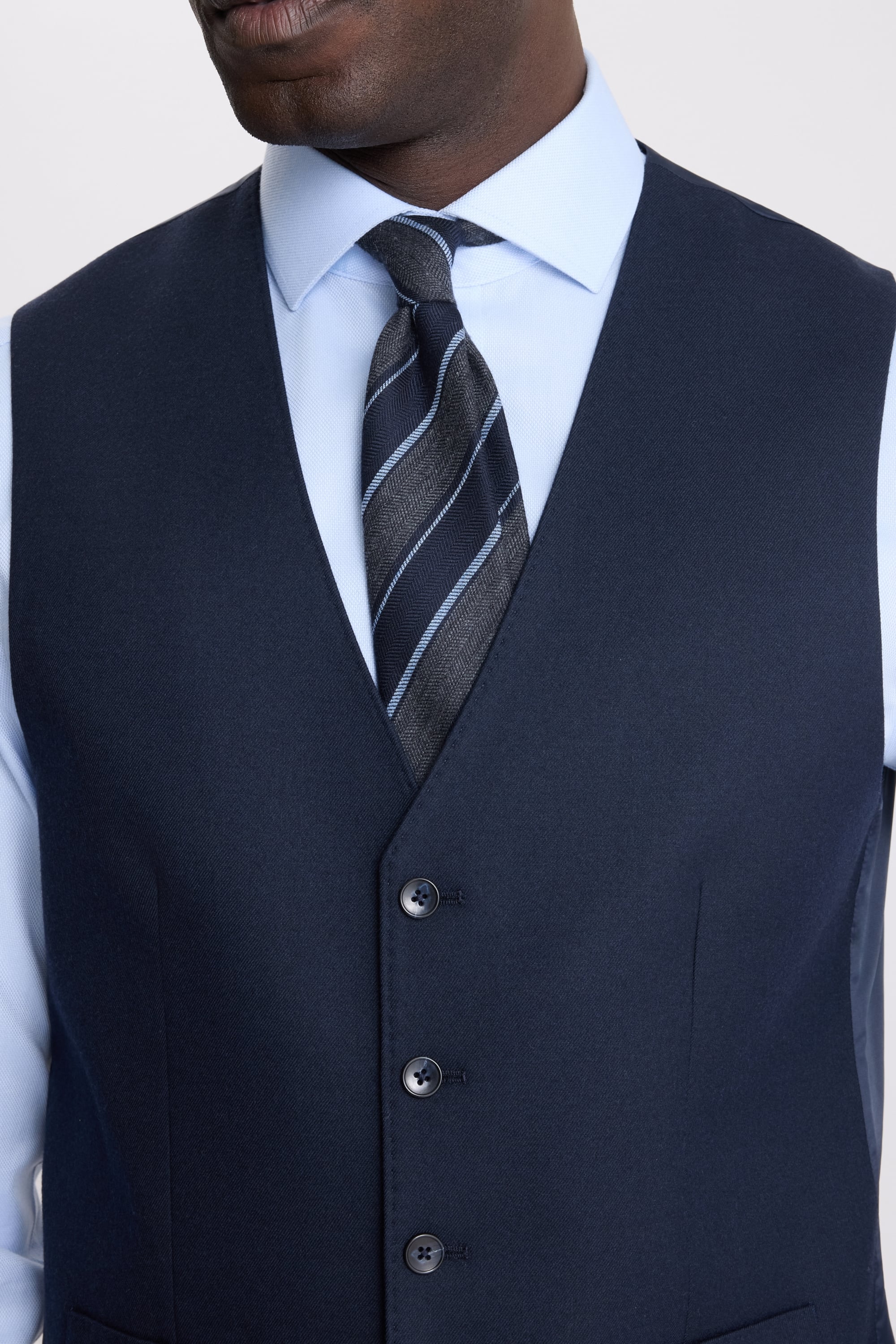 Tailored Fit Navy Flannel Waistcoat