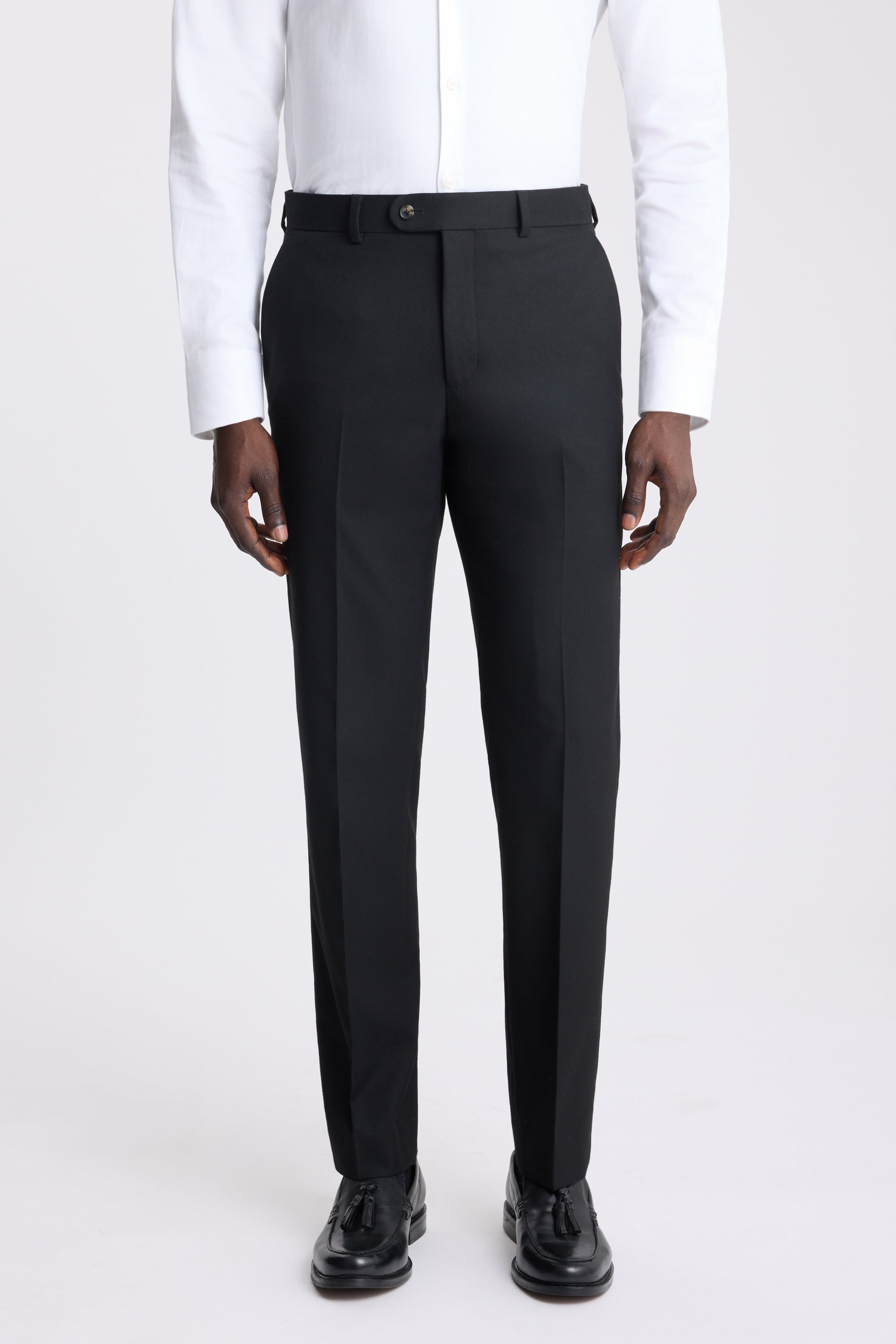 Tailored Fit Black Flannel Suit