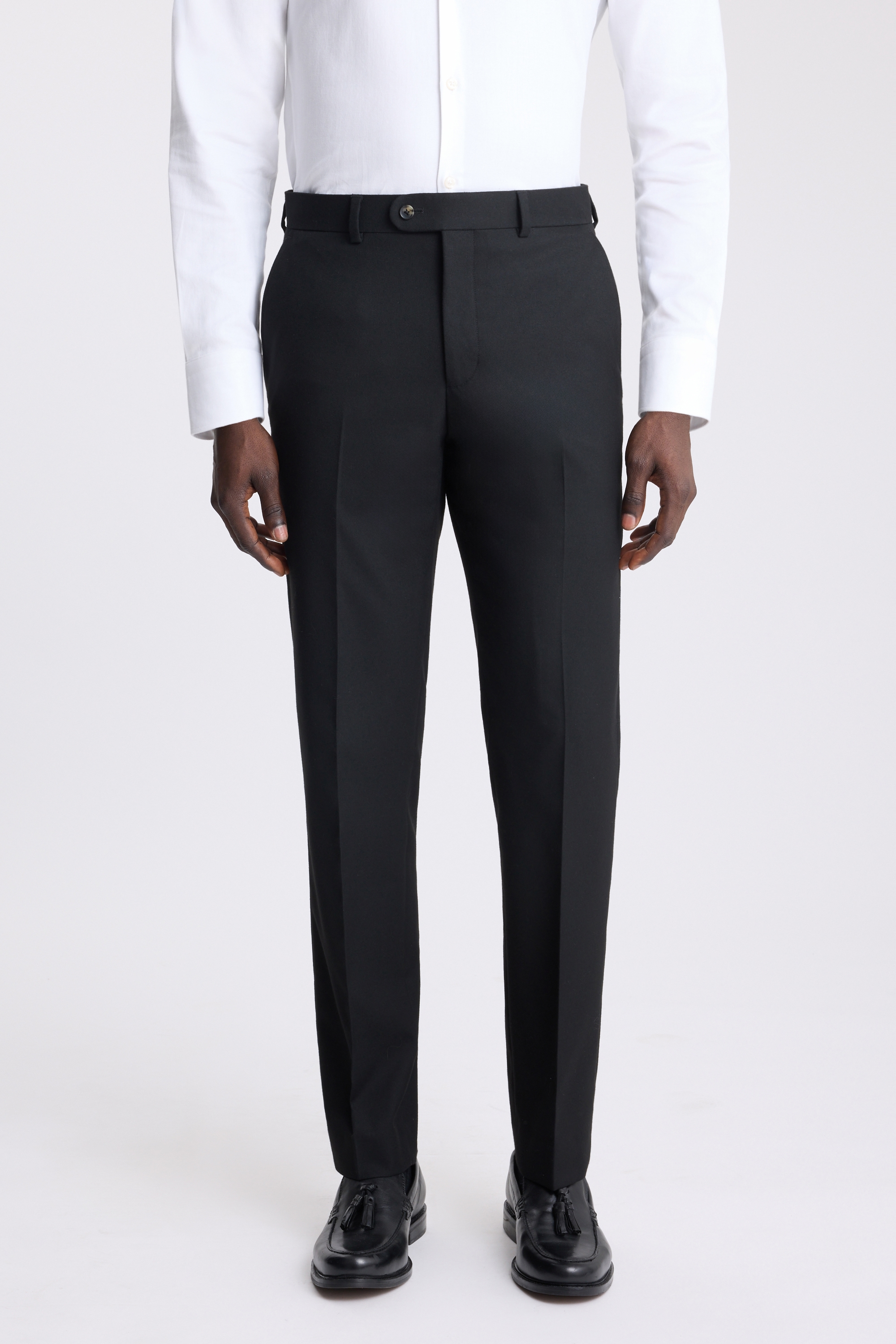 Tailored Fit Black Flannel Trouser