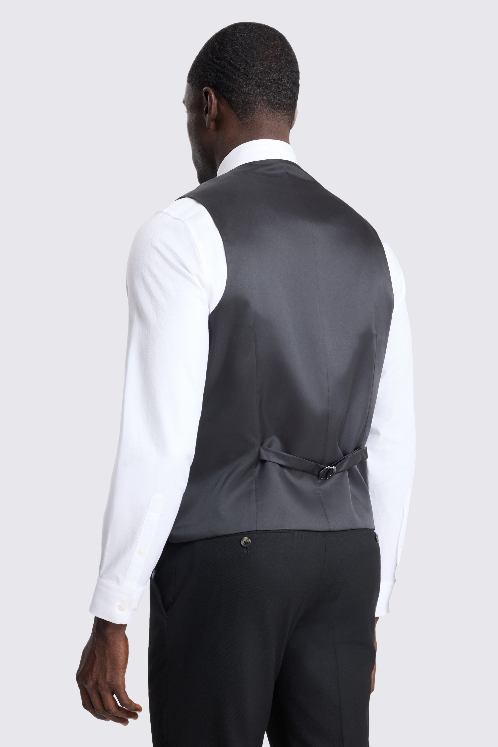 Tailored Fit Black Flannel Waistcoat