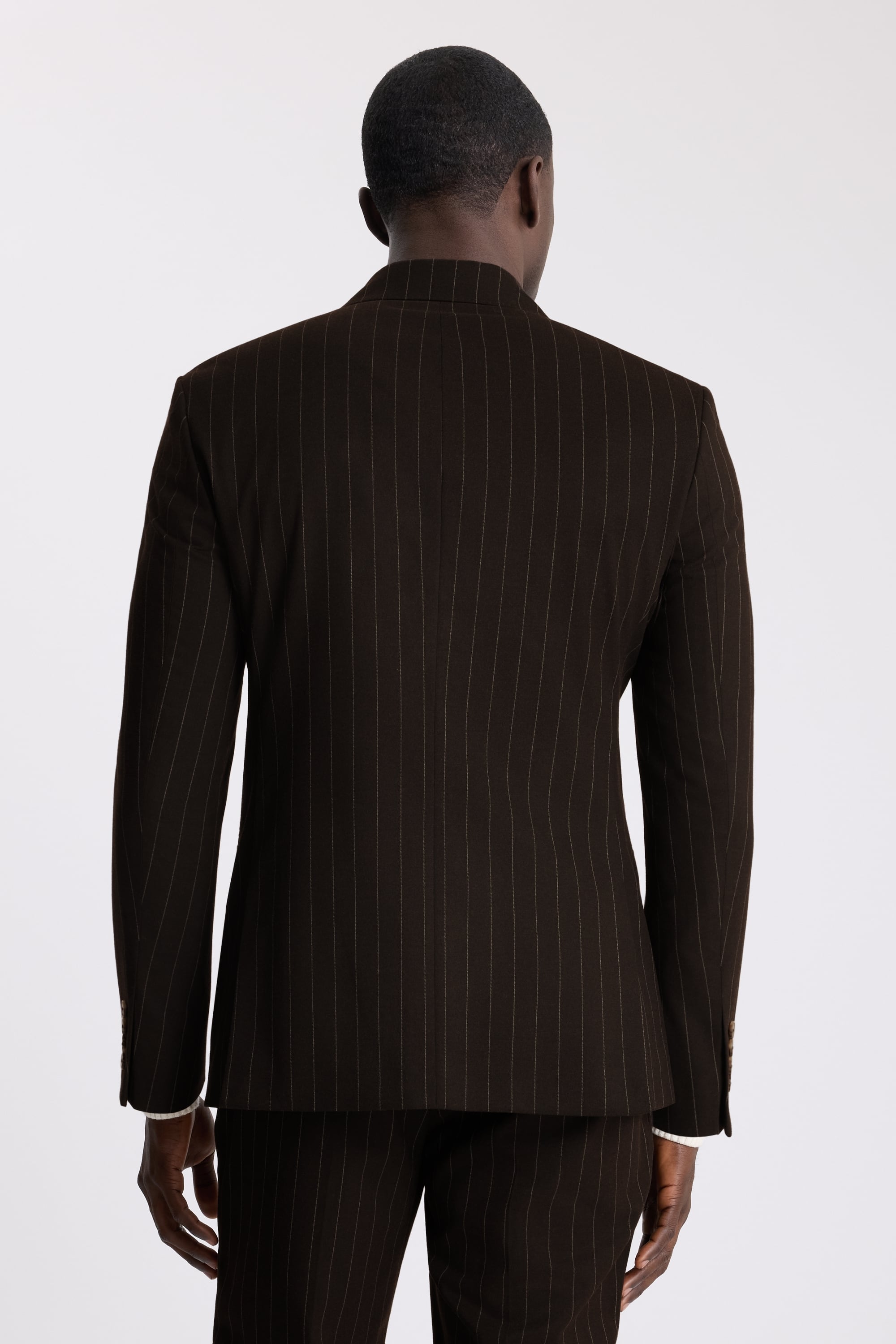 Slim Fit Brown Stripe Suit Jacket 