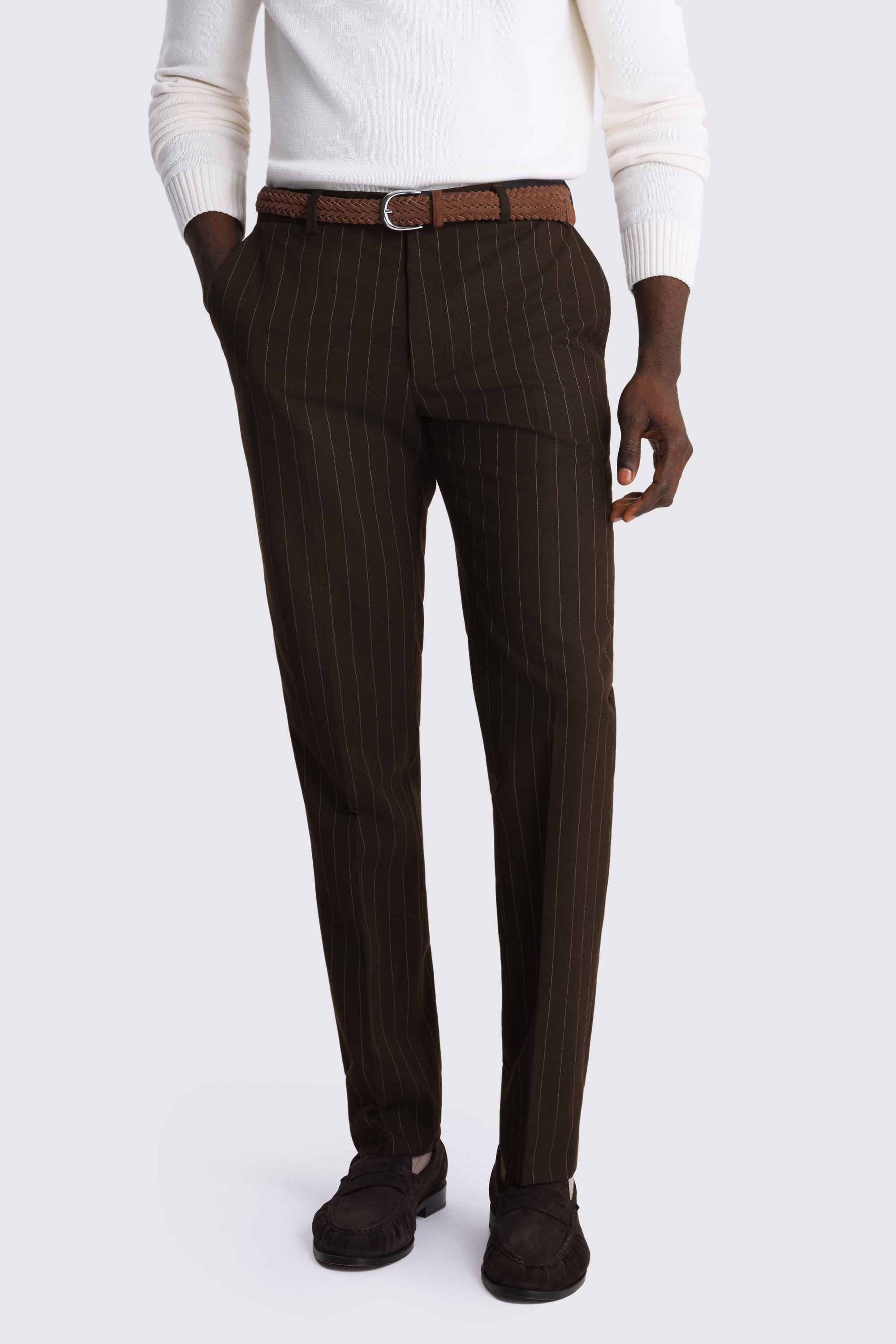 Slim Fit Brown Stripe Suit Jacket 