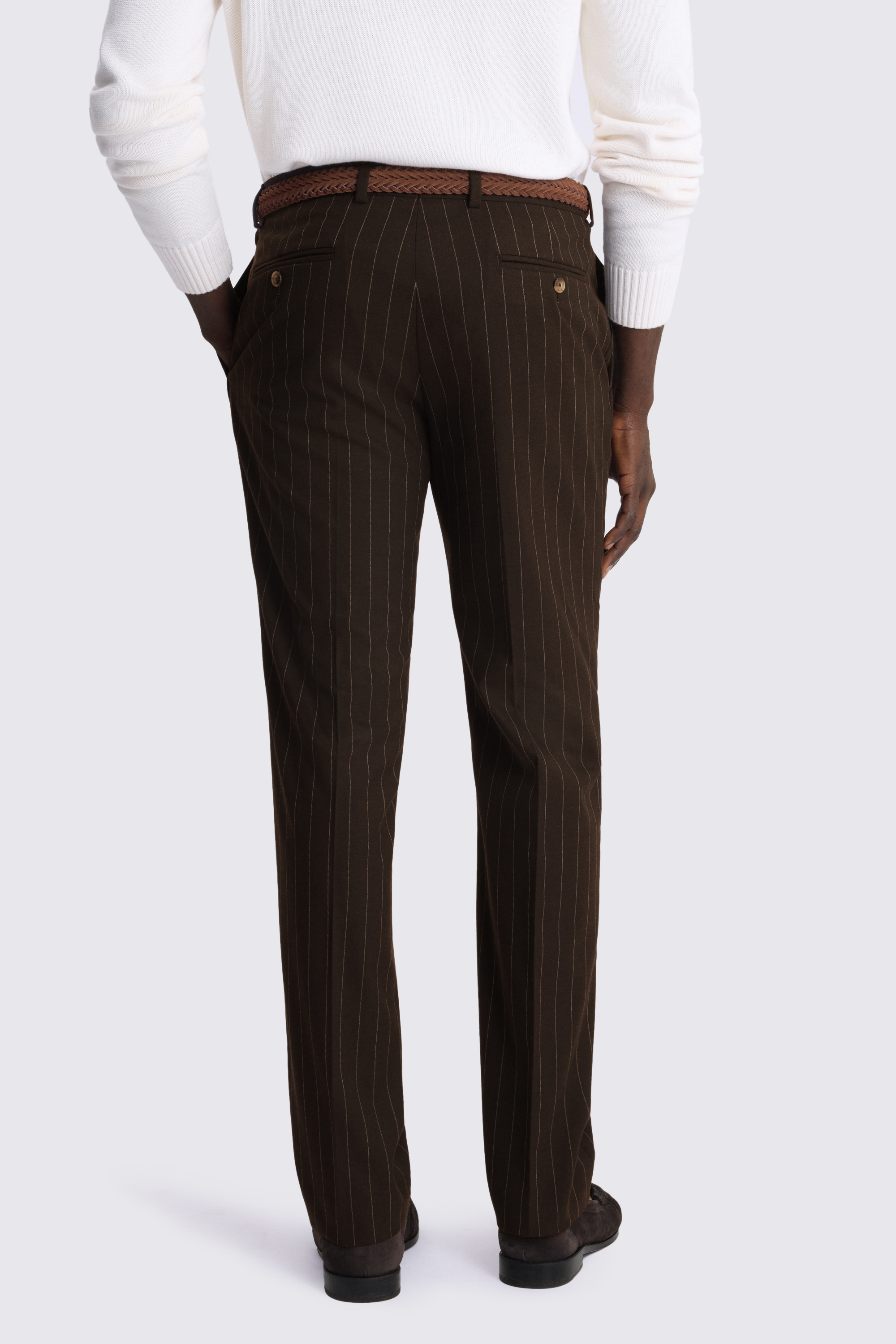 Slim Fit Brown Stripe Trousers