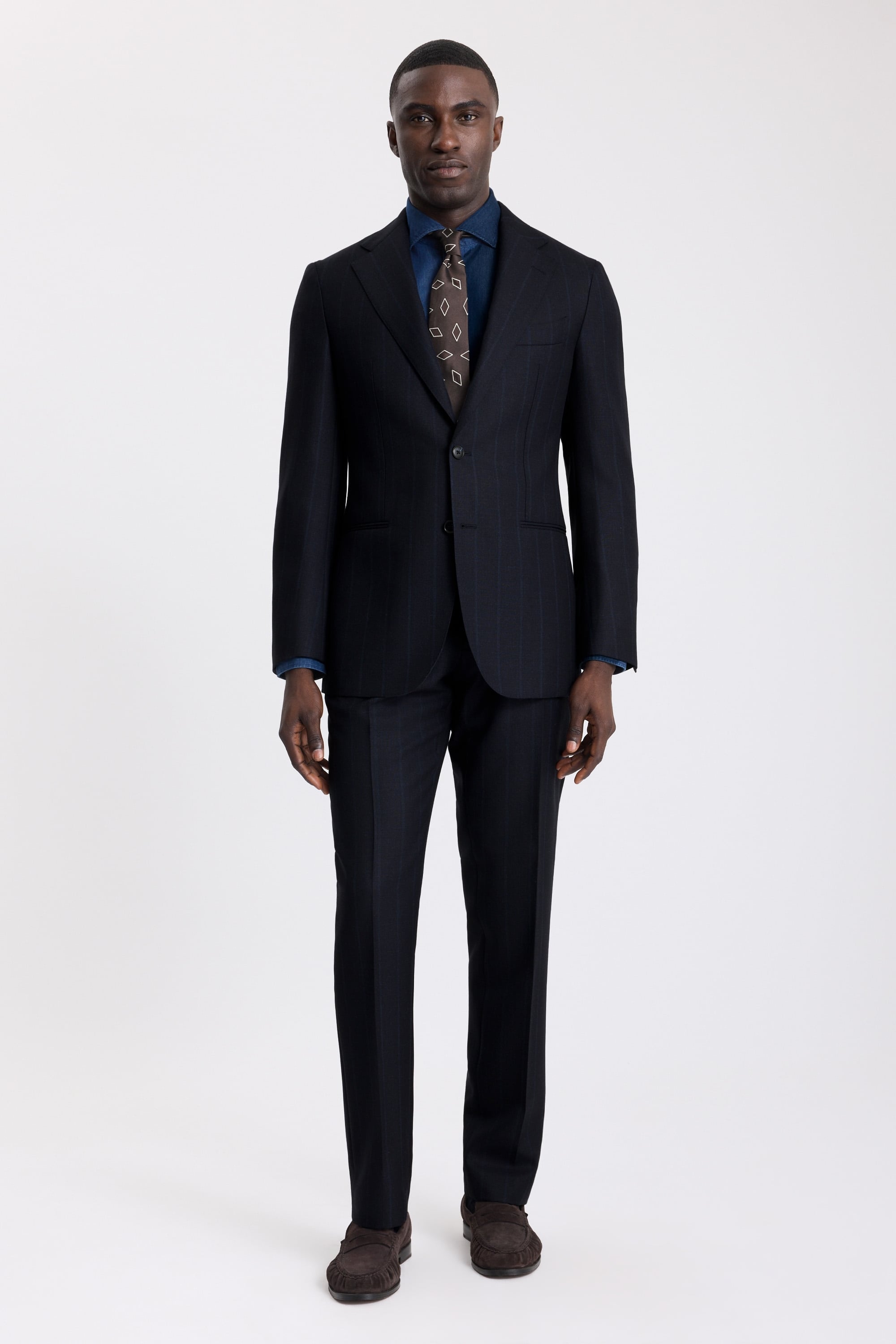 Tailored Fit Navy Stripe Suit Jacket