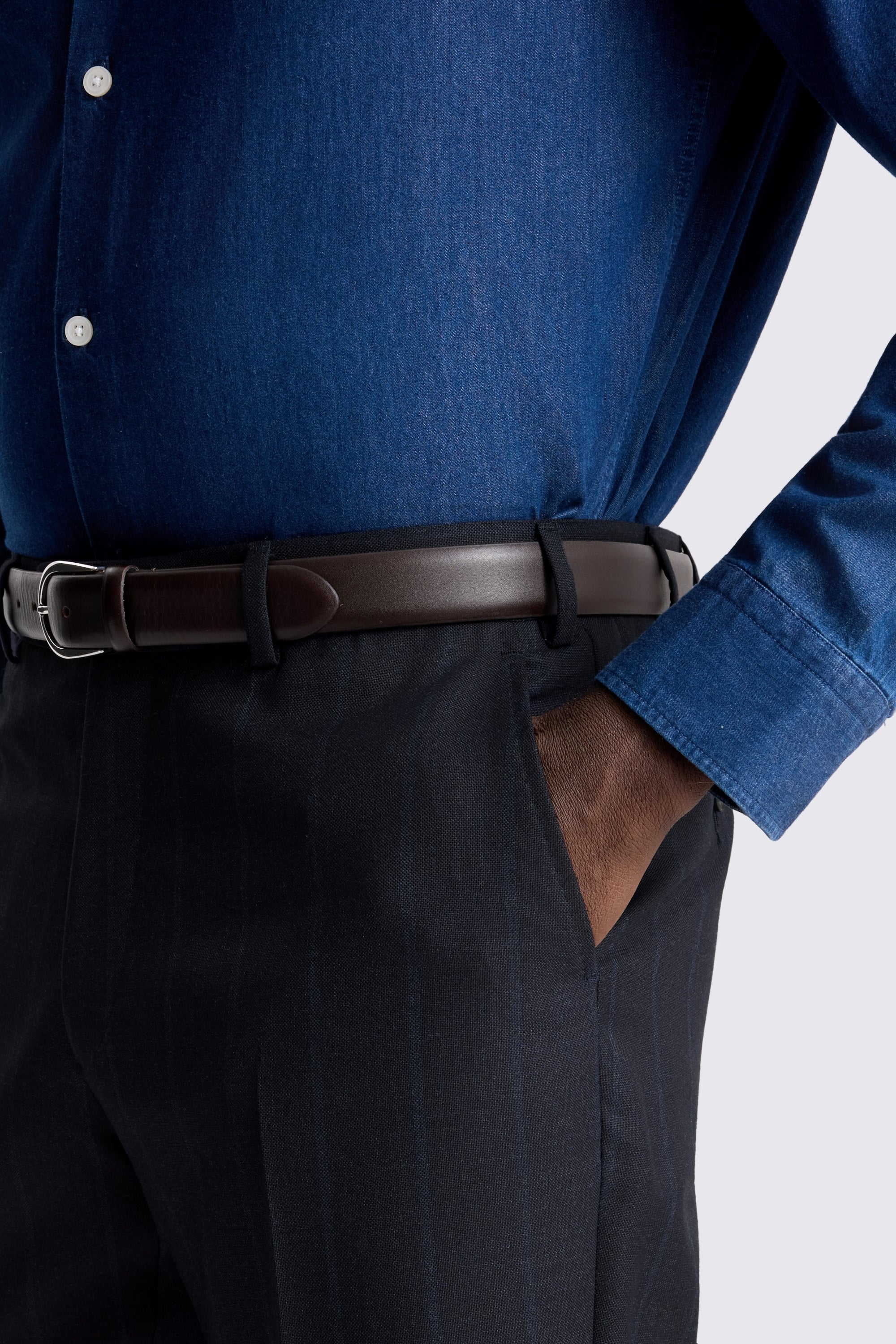 Tailored Fit Navy Stripe Trouser