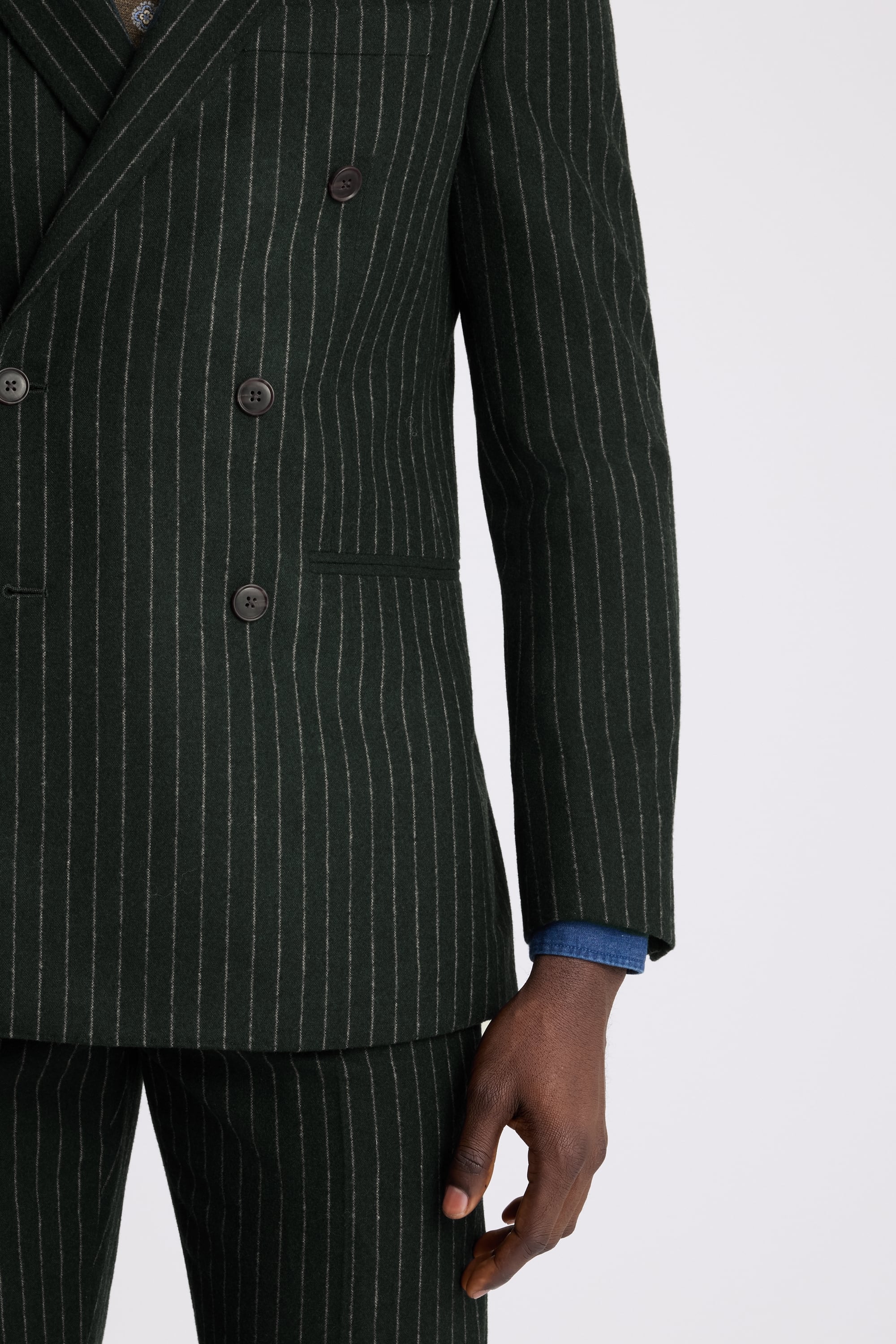 Tailored Fit Green Taupe Stripe Jacket