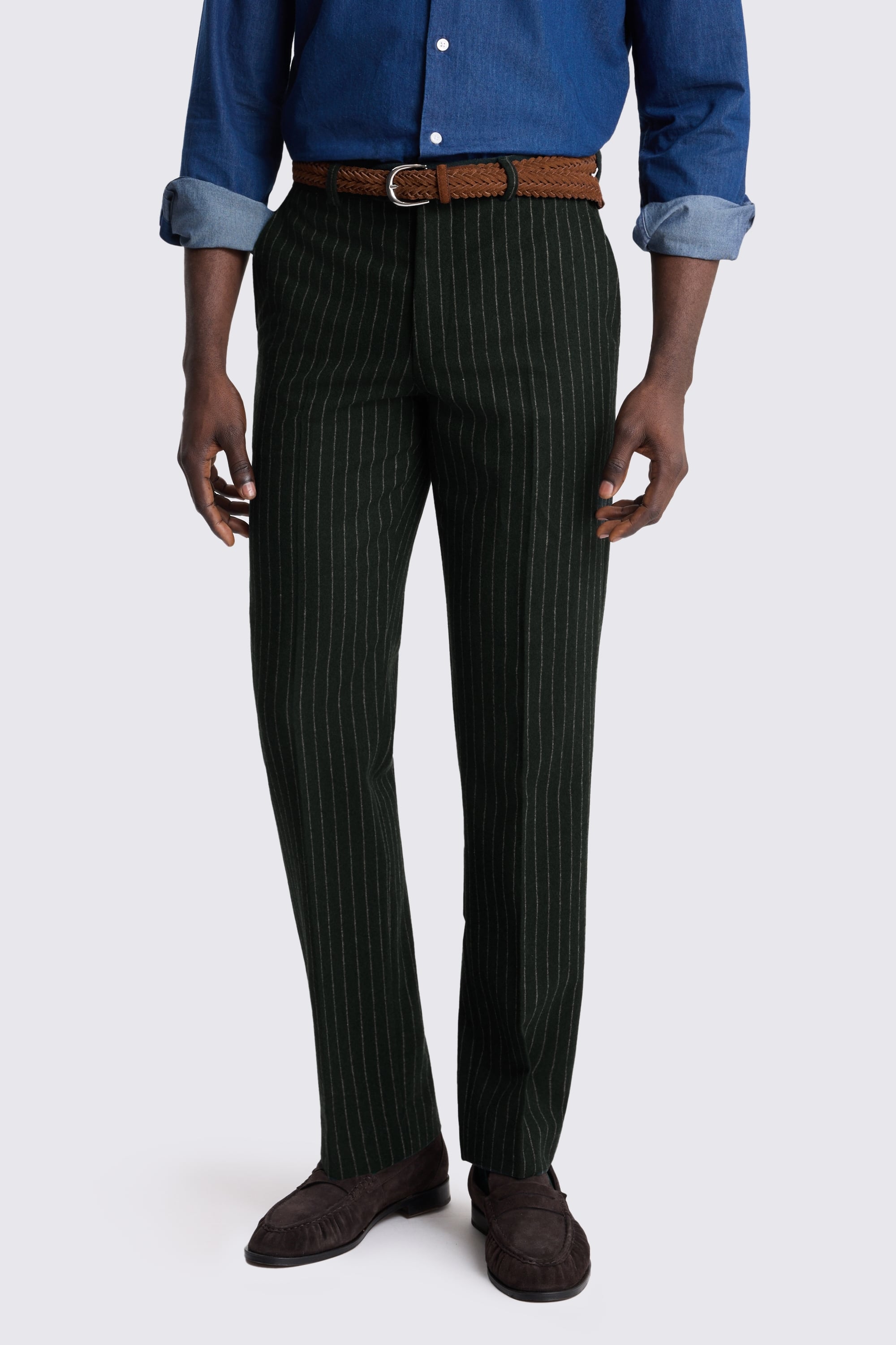 Tailored Fit Green Taupe Stripe Jacket
