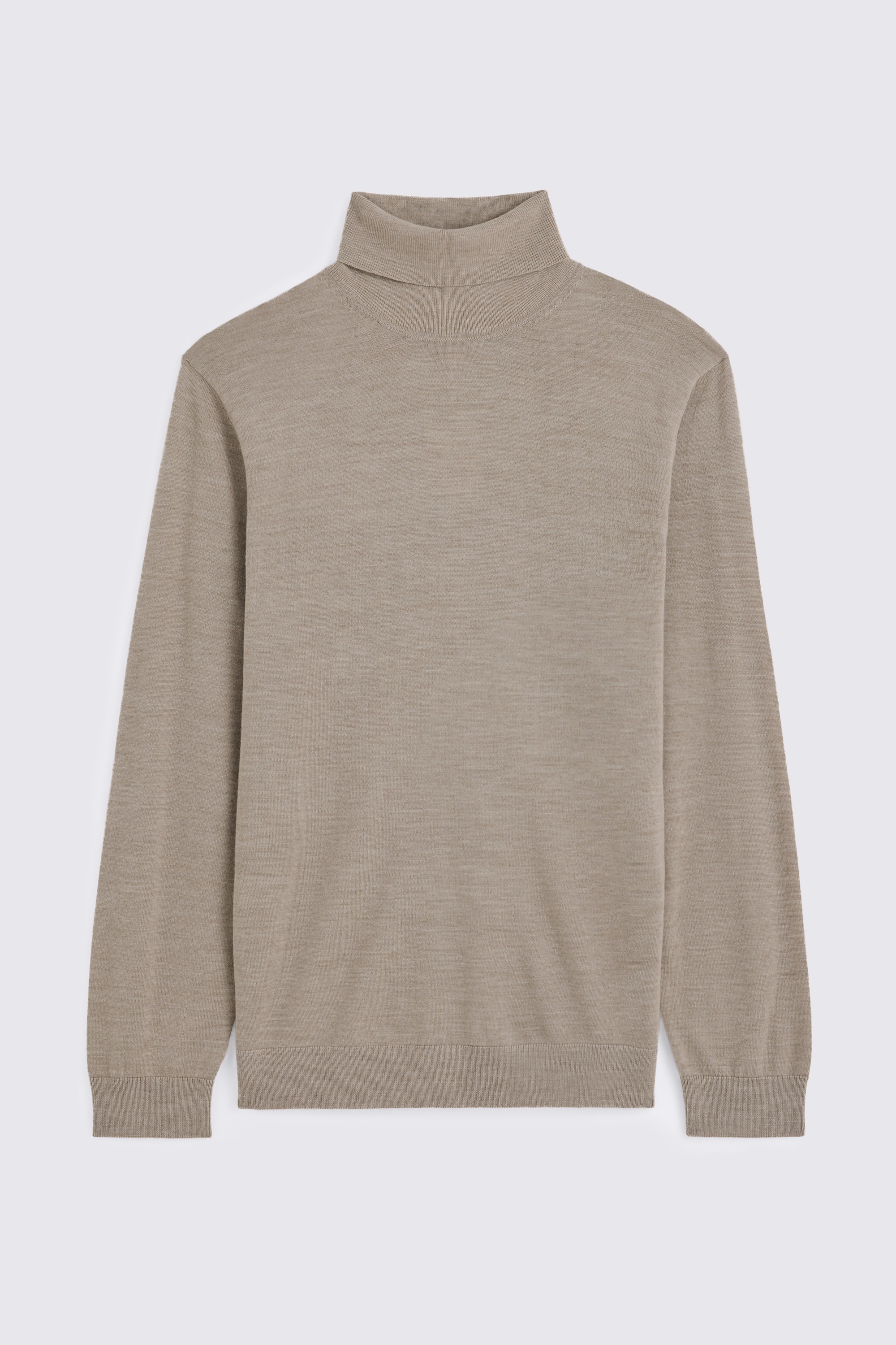 Taupe Melange Merino-Blend Roll-Neck Jumper