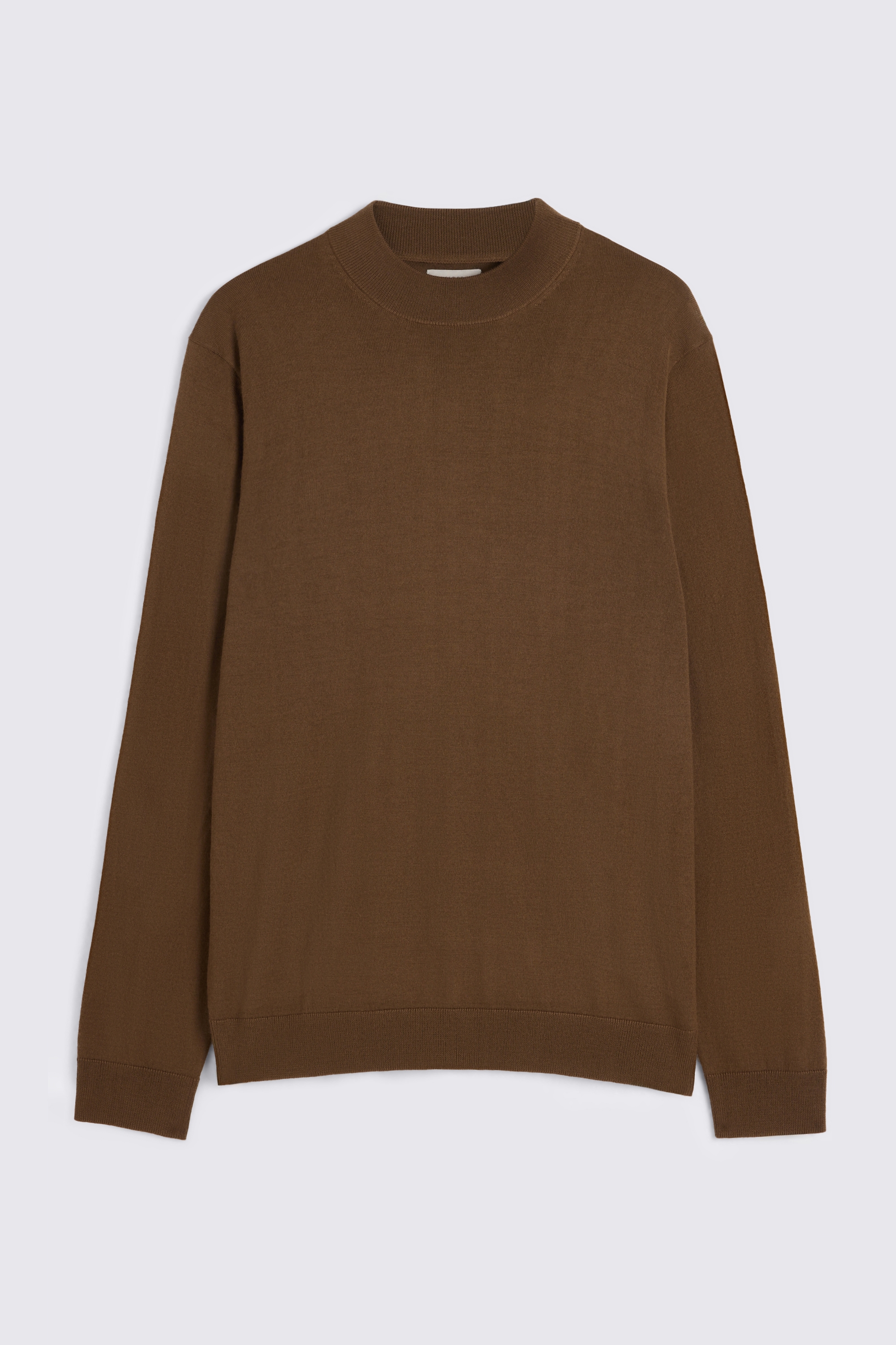 Tobacco Merino Mock-Neck Jumper