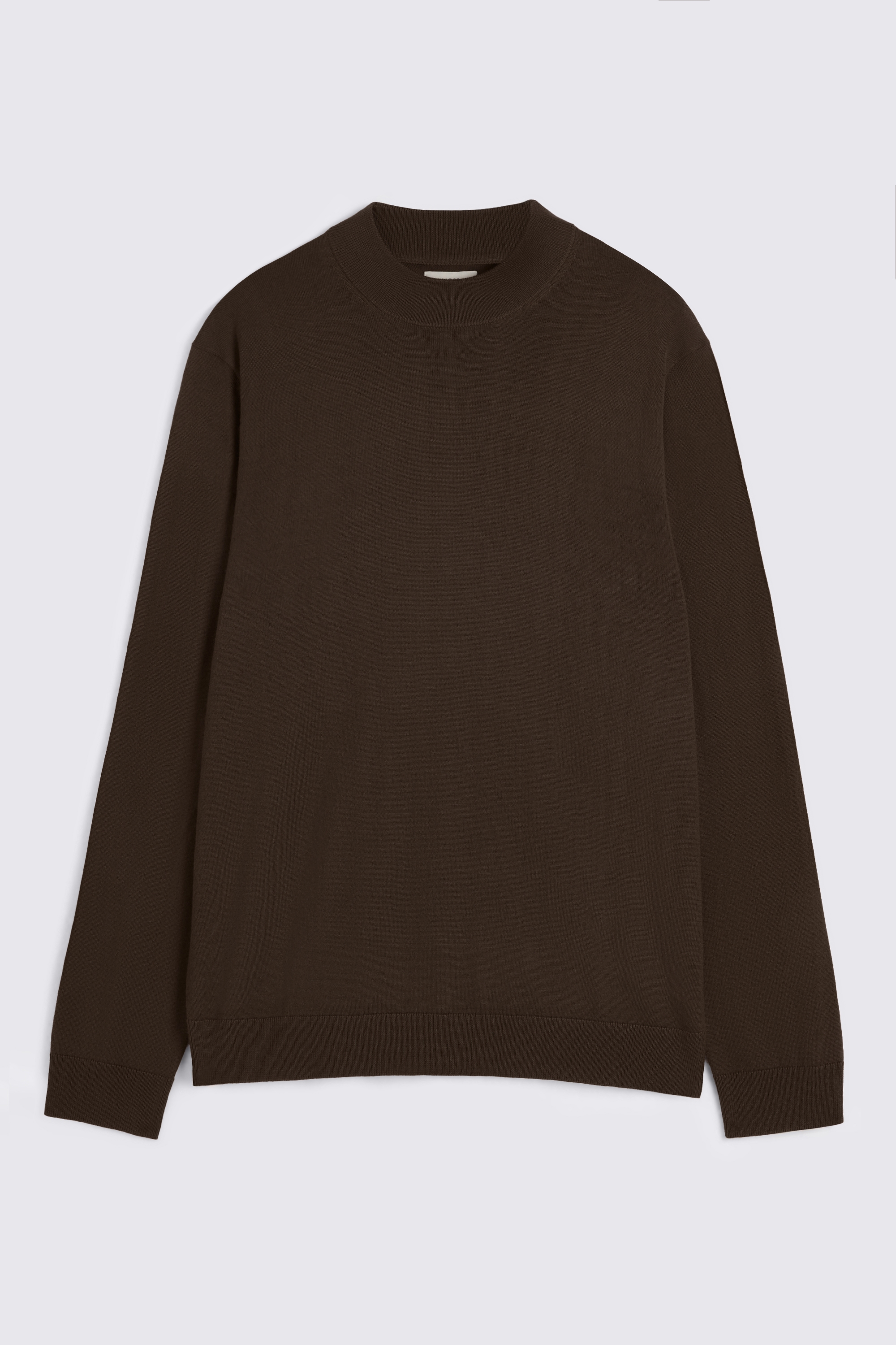 Brown Merino Mock-Neck Jumper