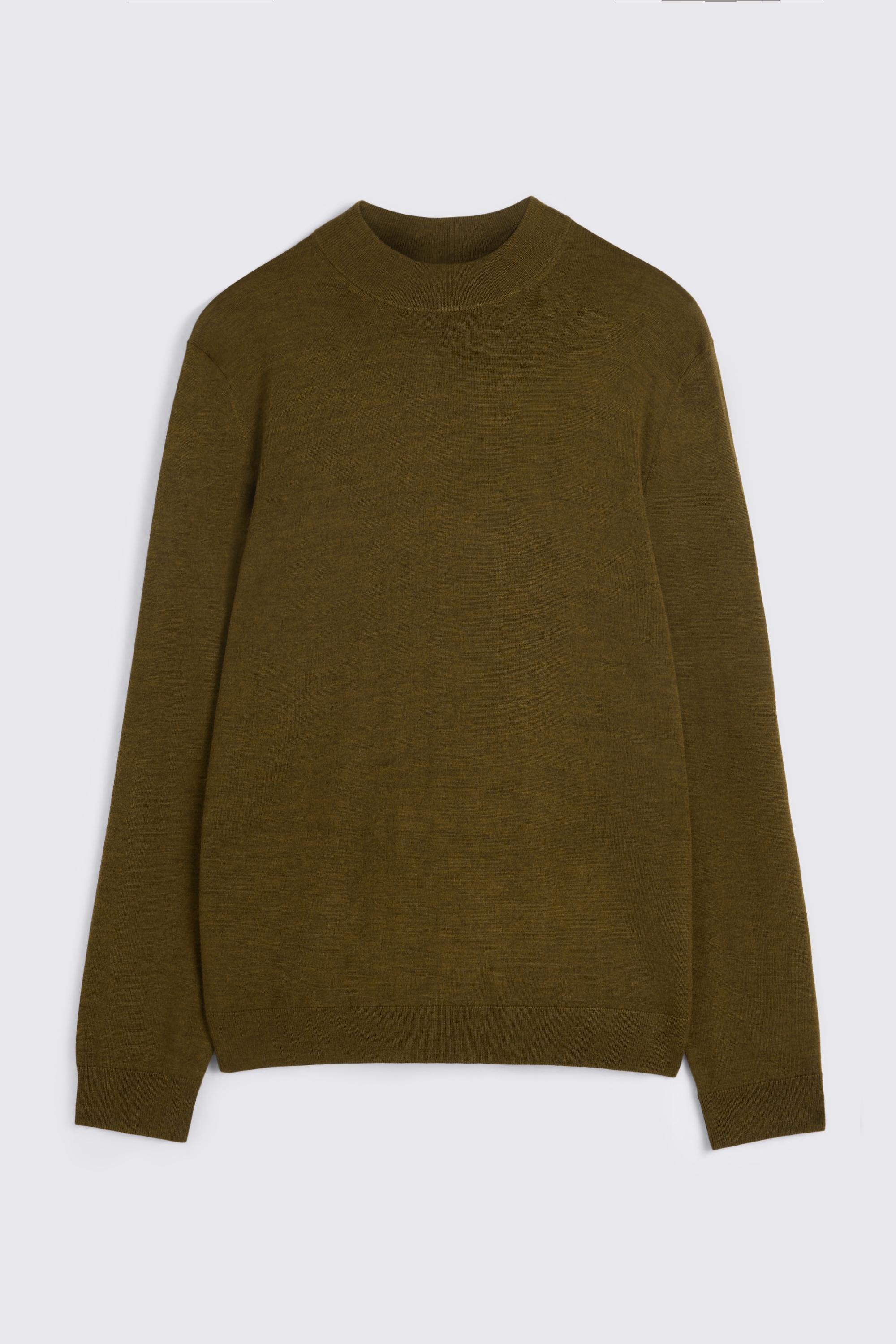 Olive Merino Mock-Neck Jumper