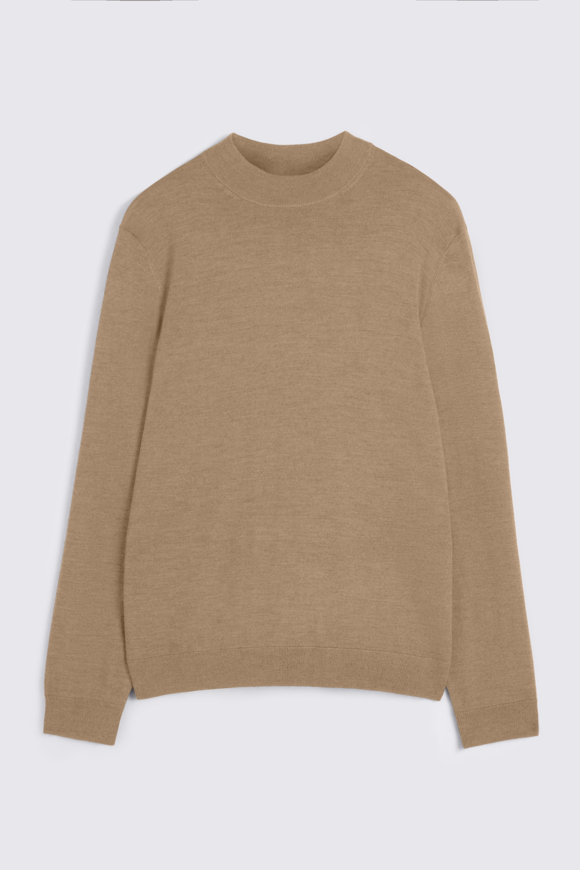 Camel Merino Mock-Neck Jumper
