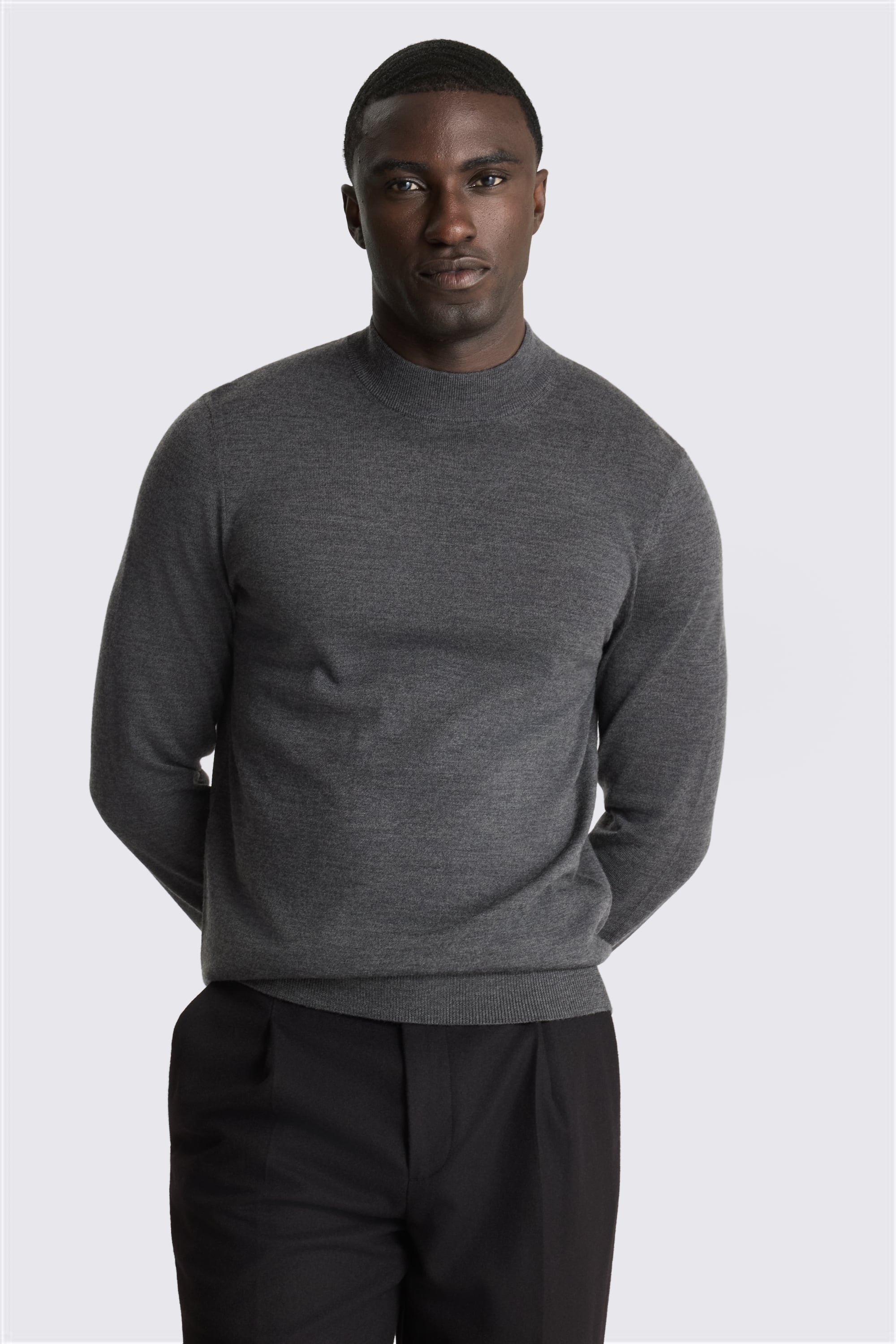 Charcoal Merino Mock-Neck Jumper
