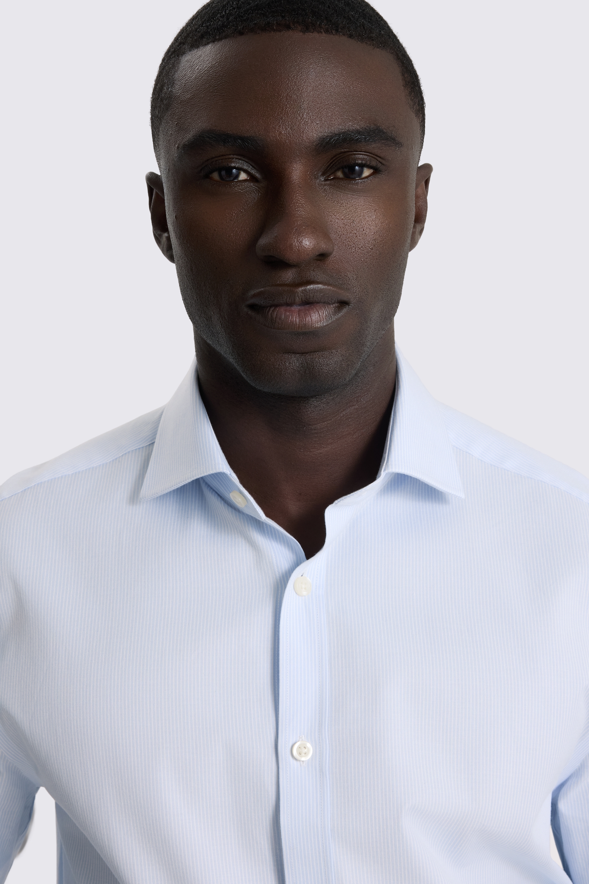 Regular Fit Light Blue Twill Stripe Shirt