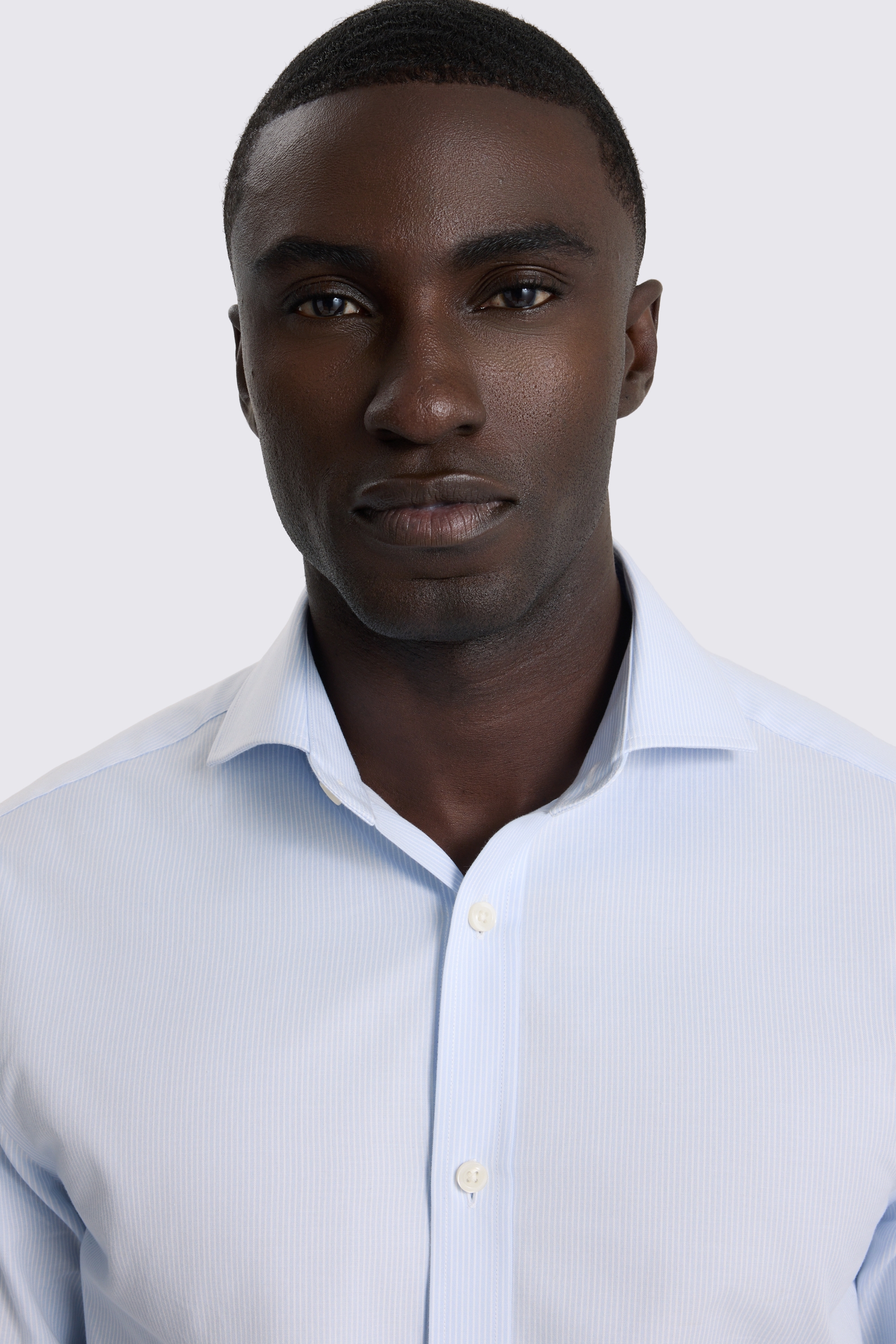 Tailored Fit Light Blue Twill Stripe Shirt