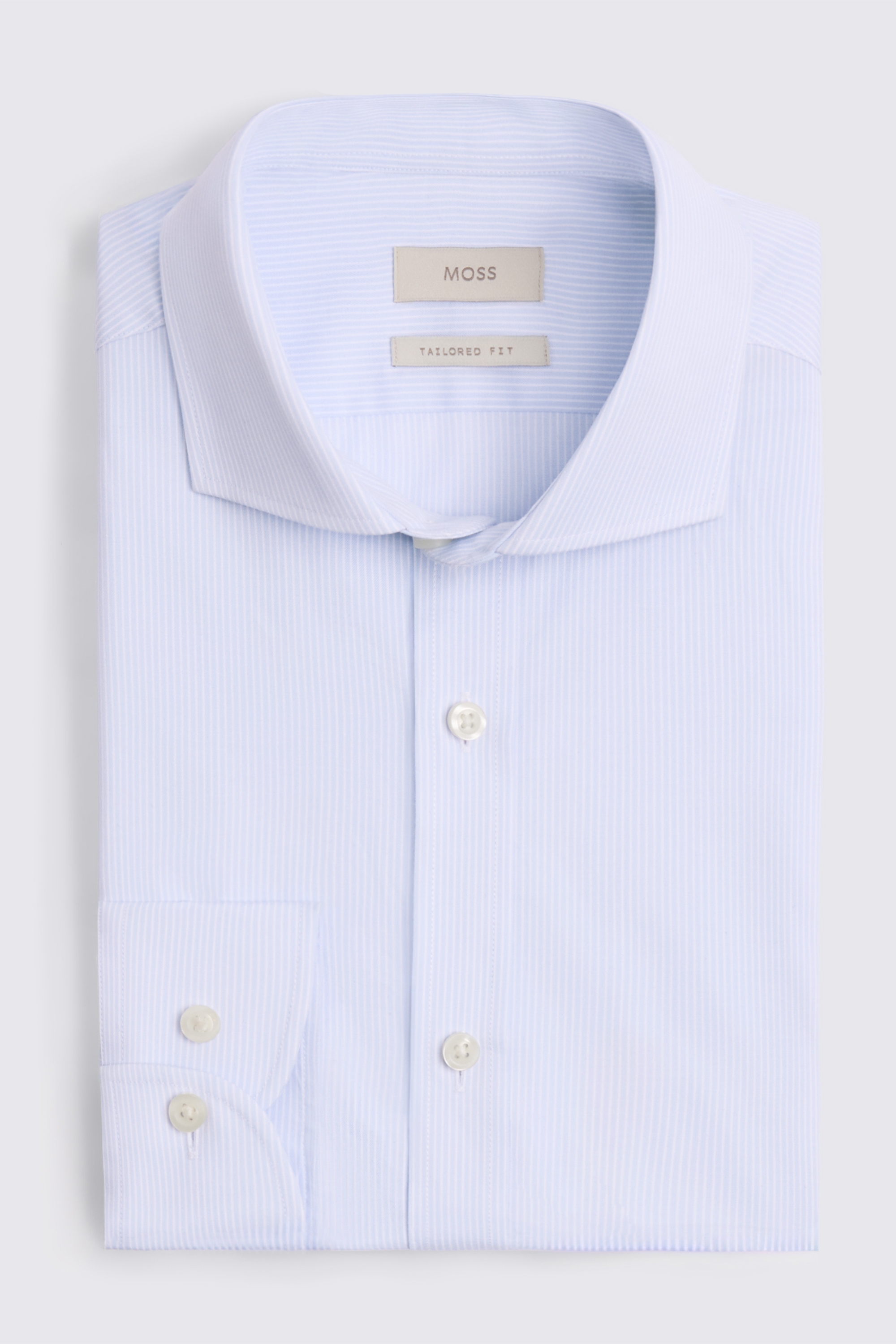Tailored Fit Light Blue Twill Stripe Shirt