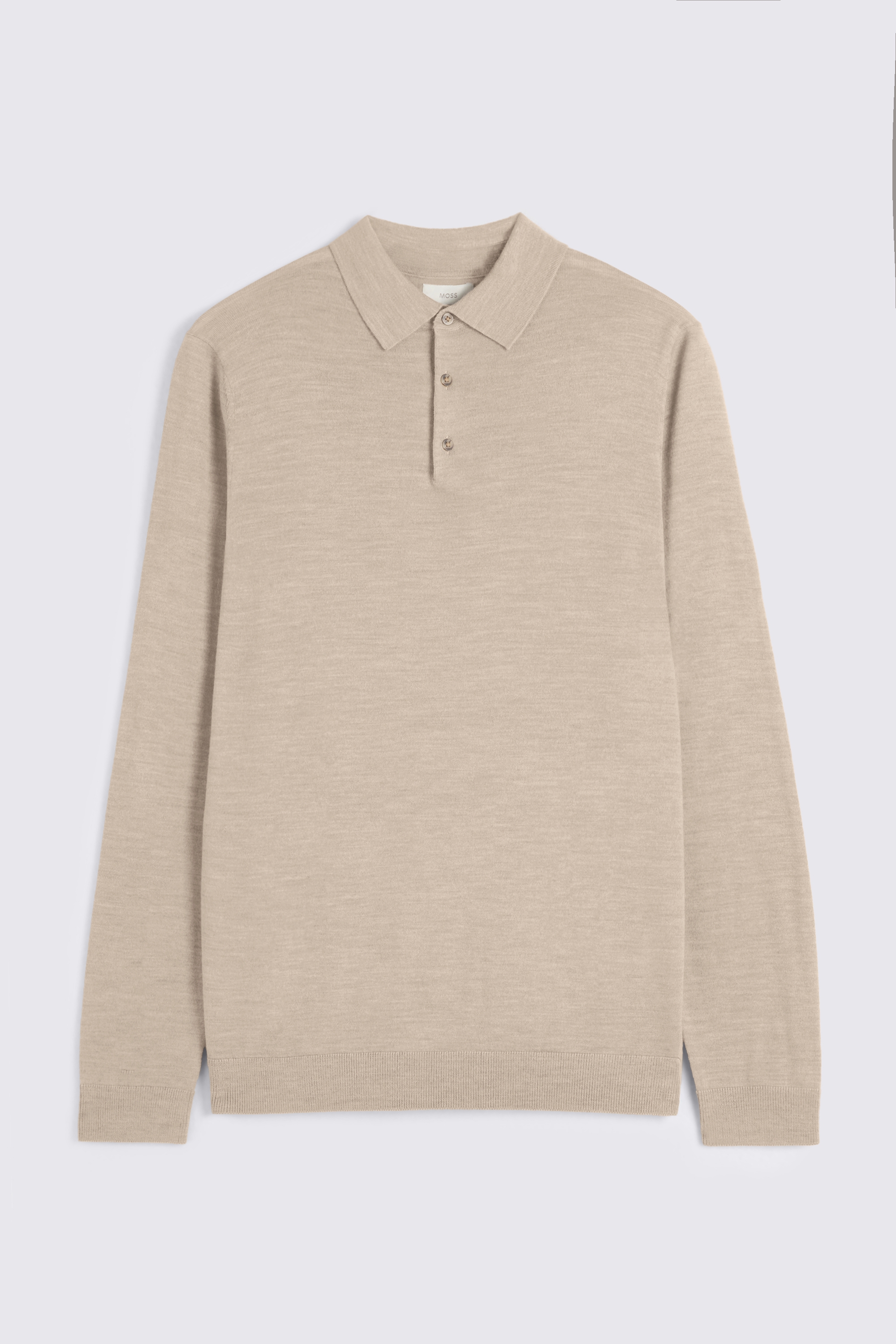 Camel Merino-Blend Long-Sleeve Polo Shirt